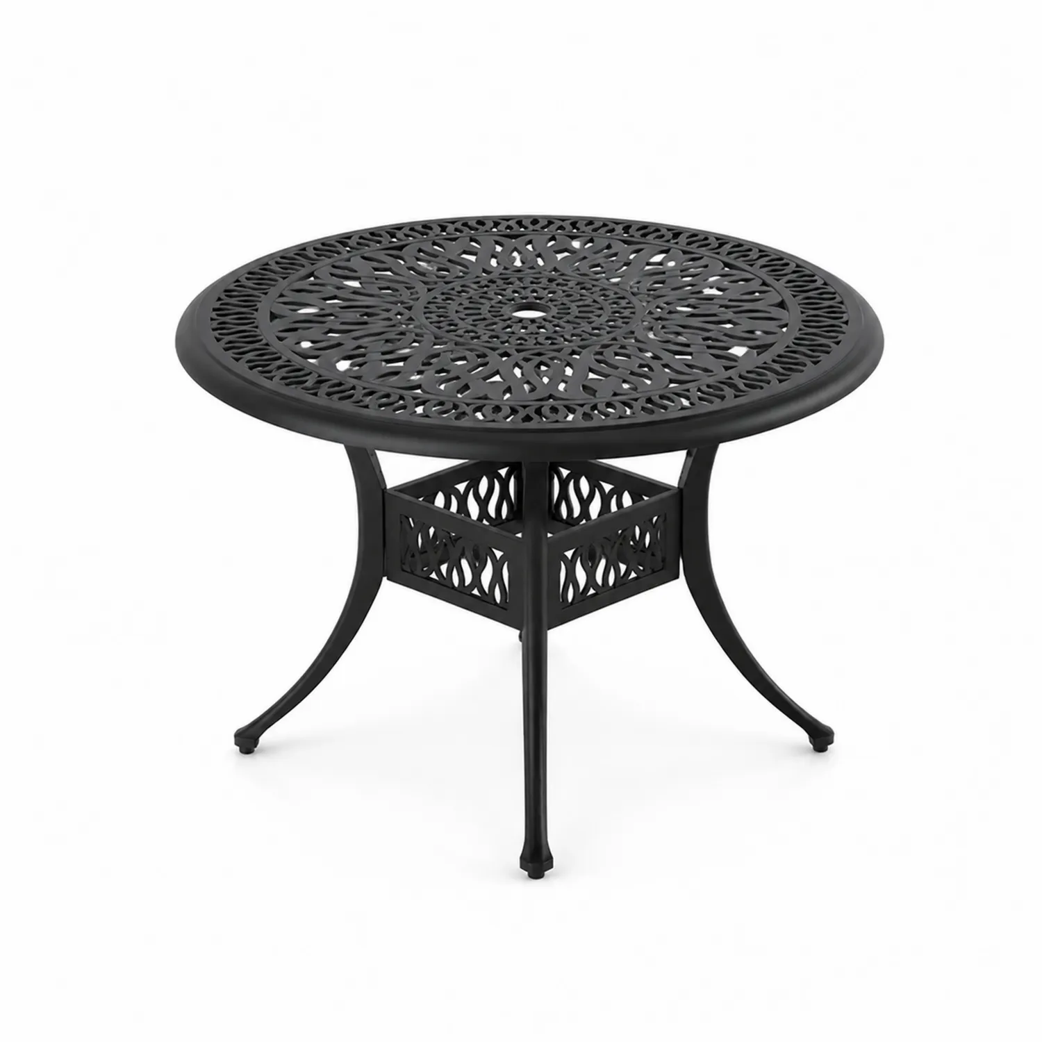 Mesa de jardín redonda de aluminio negro-Melvitor