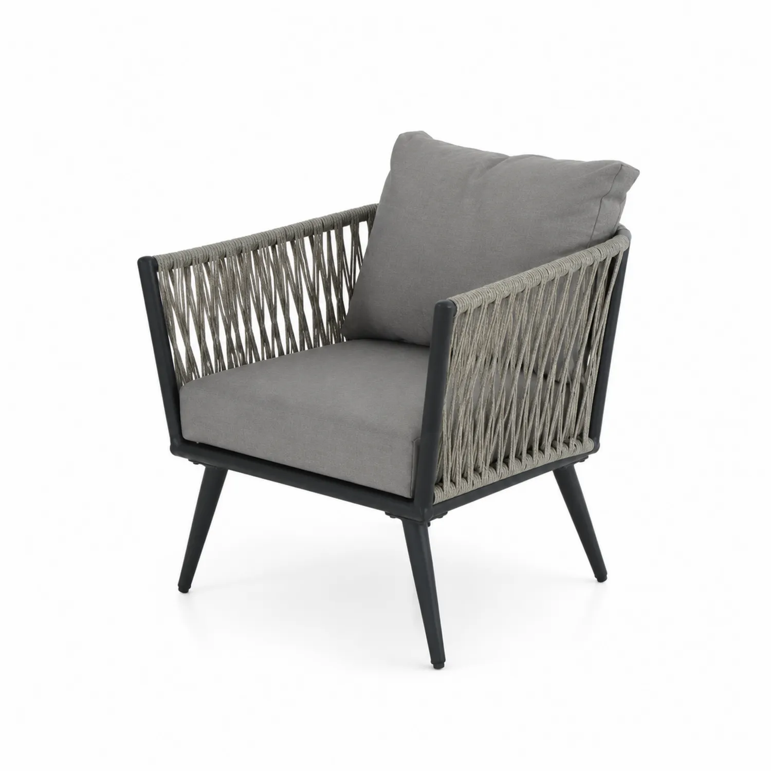 Sillón de aluminio para exteriores con cojines gris claro-Melvitor