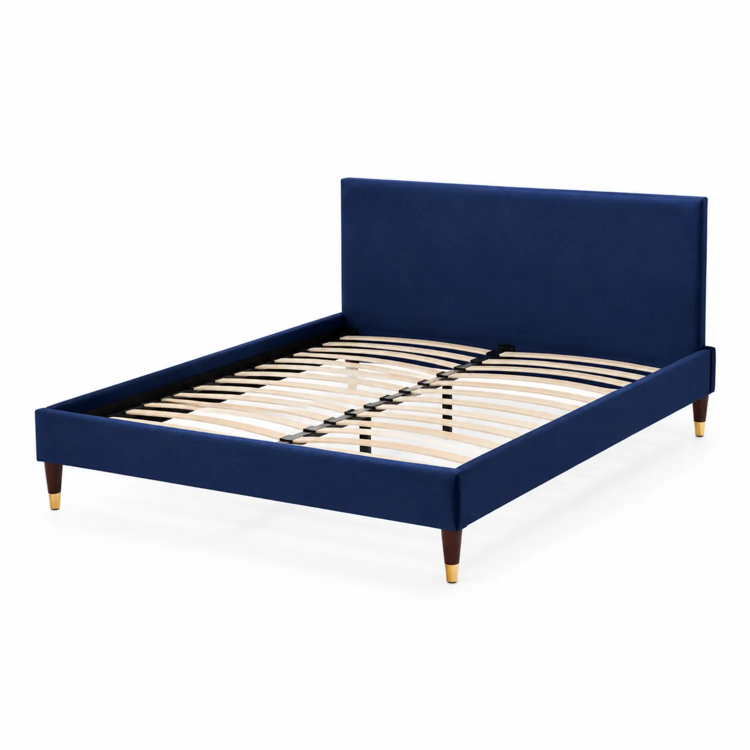 Cama de Madera Tapizada en Tela Azul 200x150x100 cm