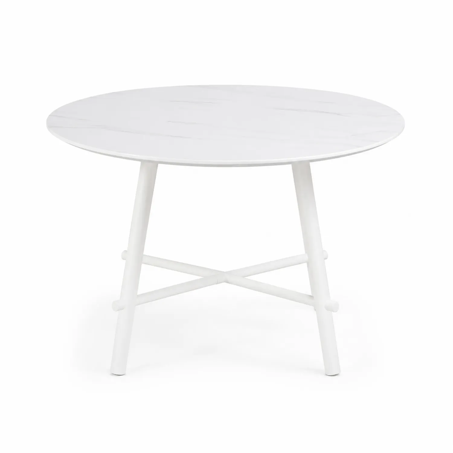 Mesa redonda de mármol blanco y acero 120cm