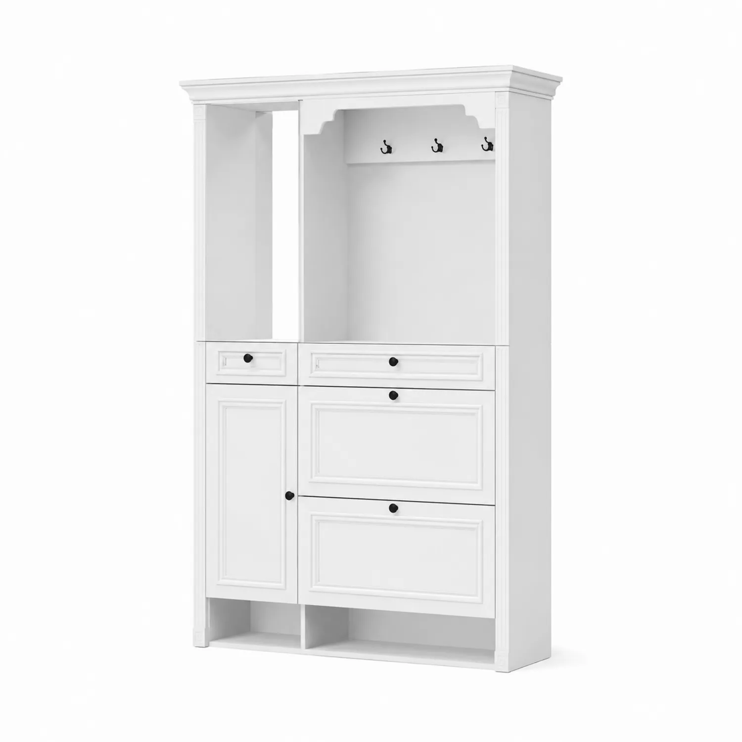 Perchero de Madera MDF Blanco con Cajones y Ganchos, 200 cm