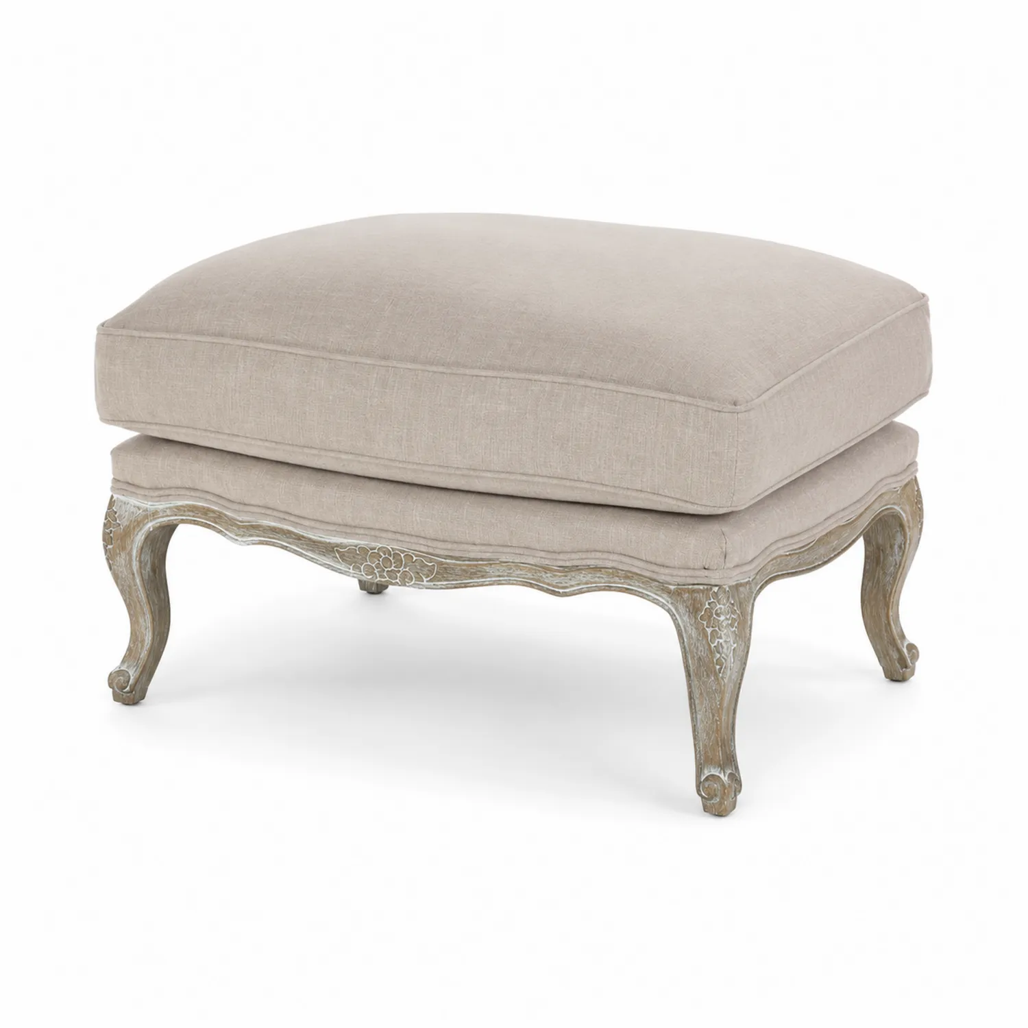 Puf rectangular de lino beige 90x60x45 cm