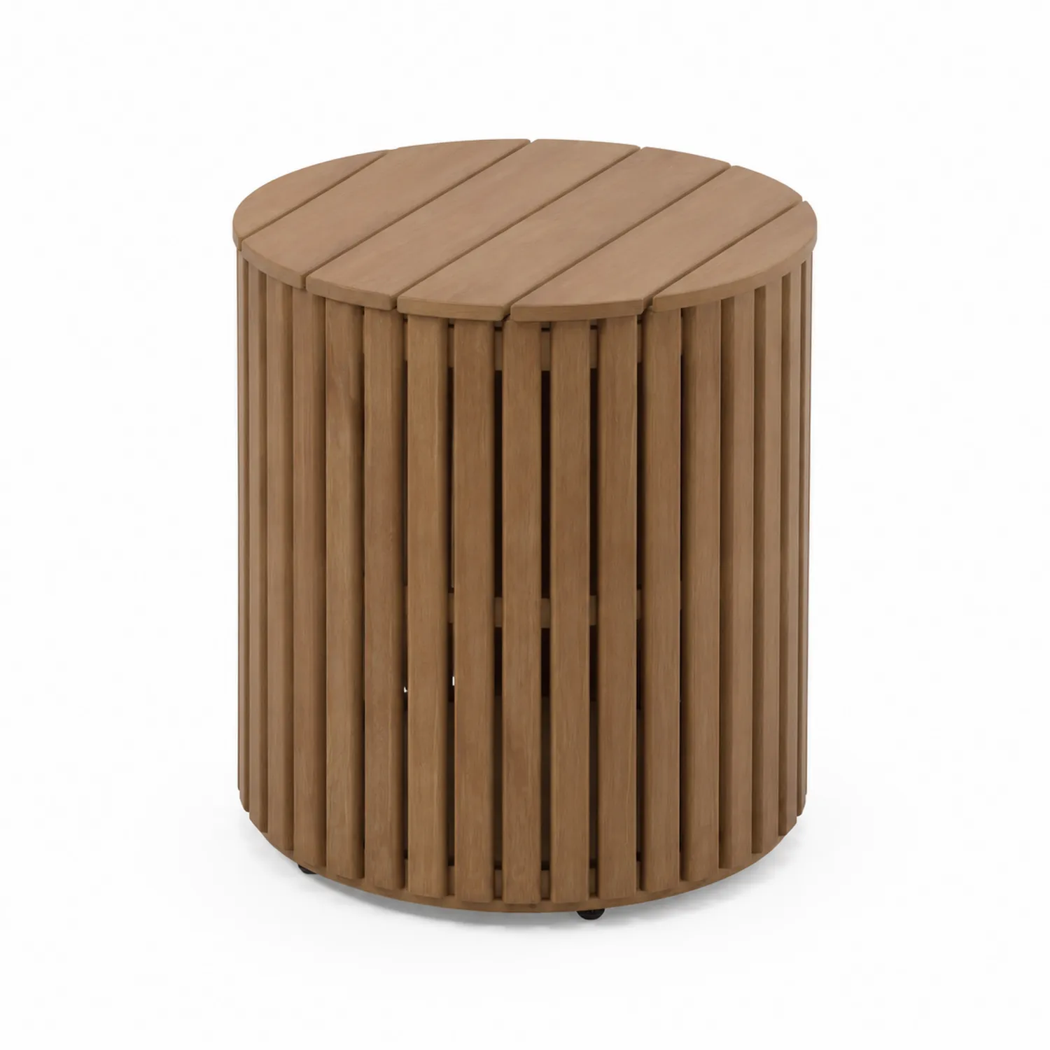 Mesa auxiliar exterior redonda de madera de teca