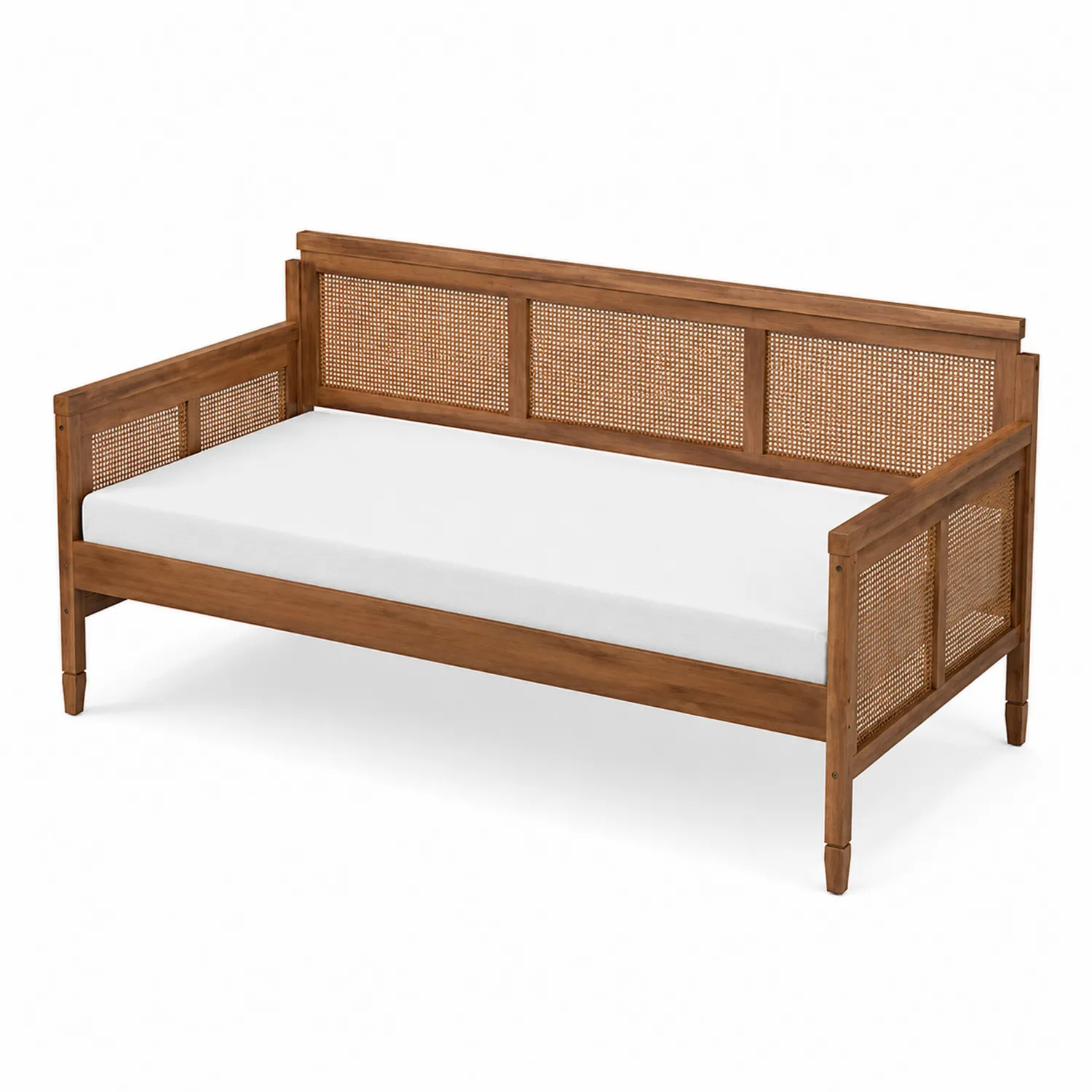 Cama de día de madera y ratán 200x100 cm Marrón