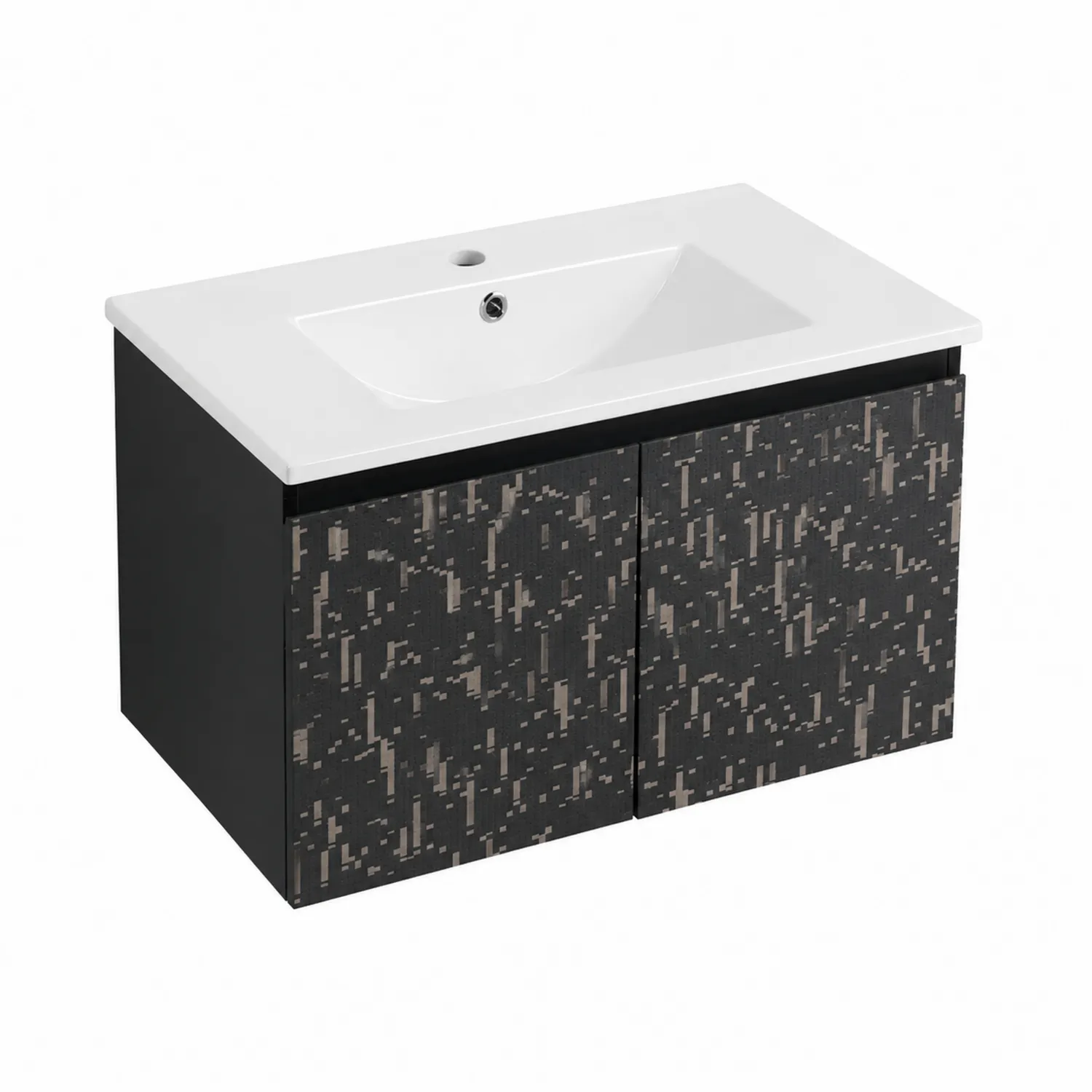 Mueble de lavabo con lavabo de cerámica MDF Negro