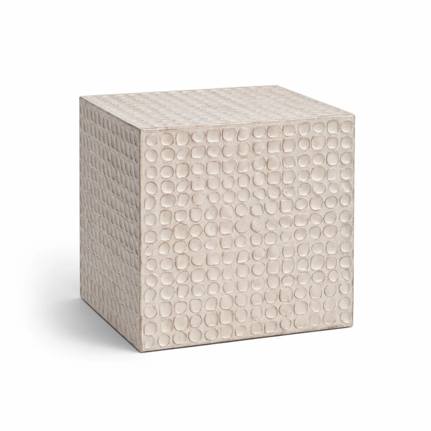 Cubo decorativo de gres beige 40x40x40 cm