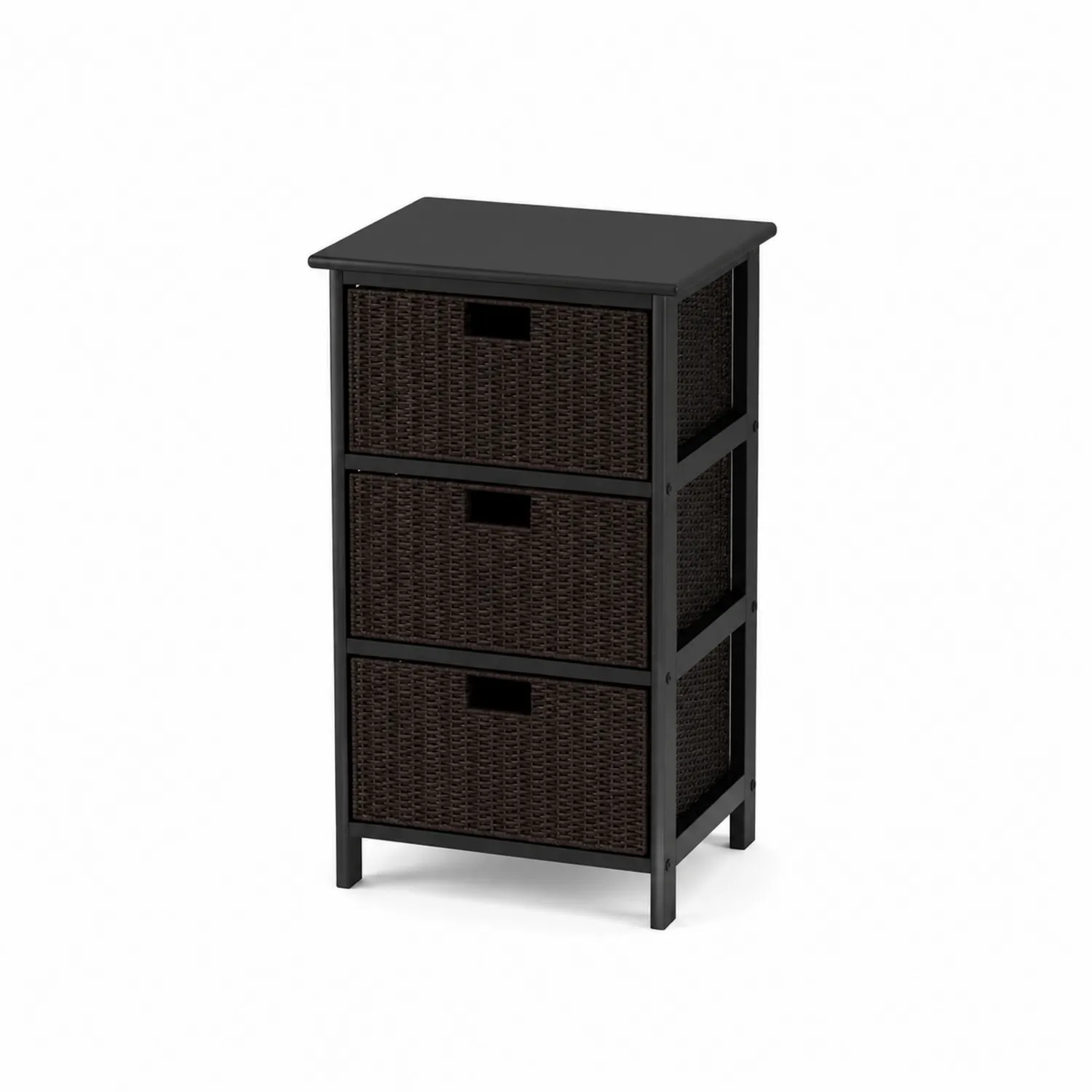Cajonera de Madera y Ratán 3 Cajones Negro
