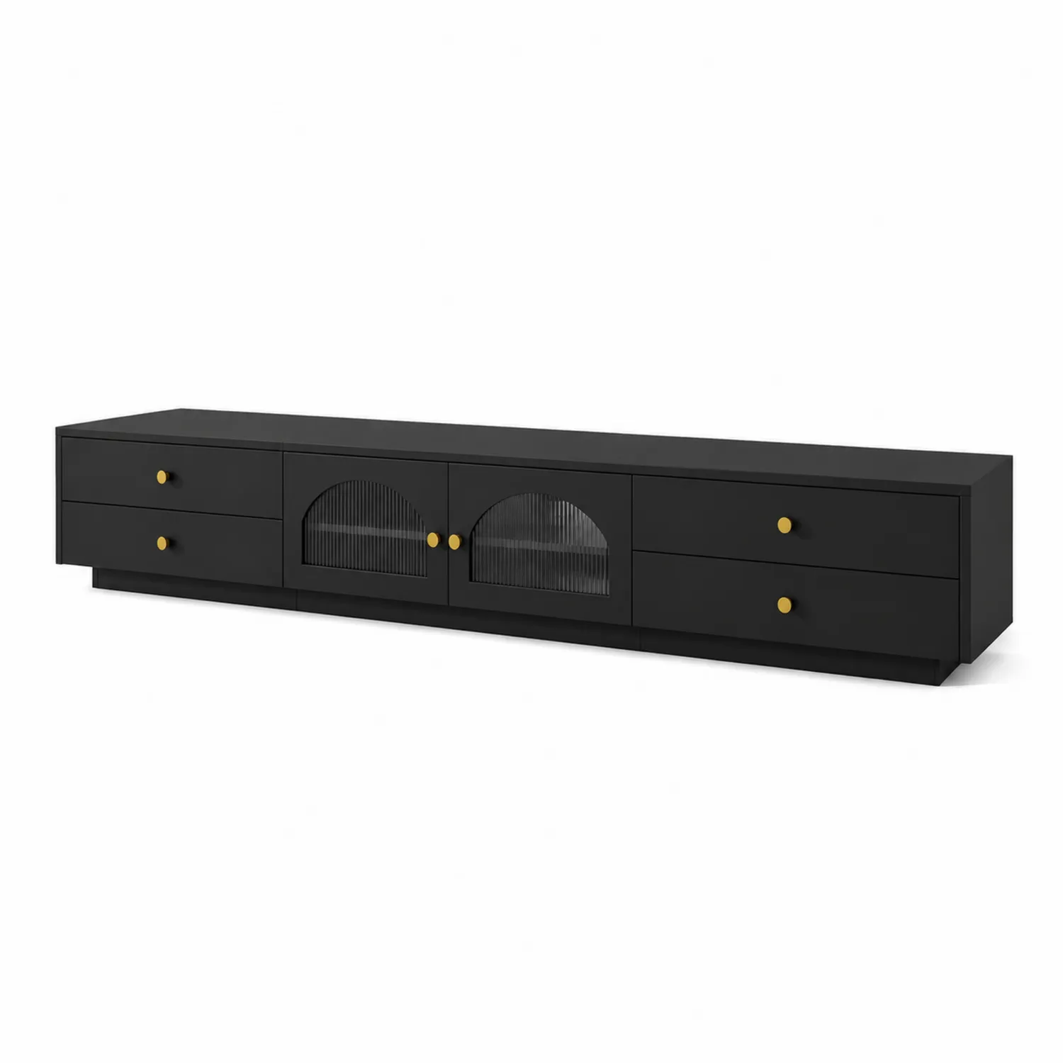 Mueble de TV de MDF Negro con Vidrio Acanalado