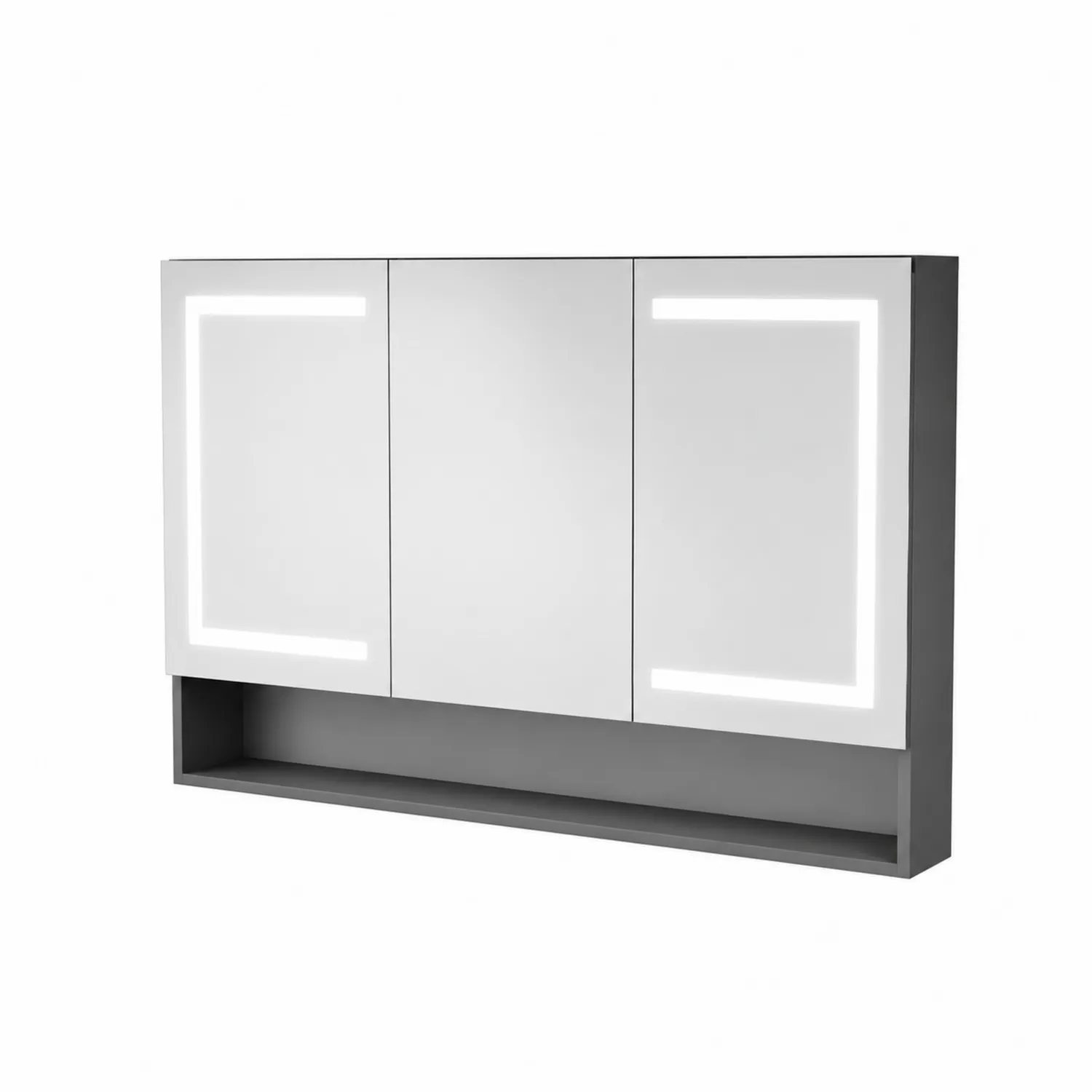 Armario de baño con espejo y luz LED gris