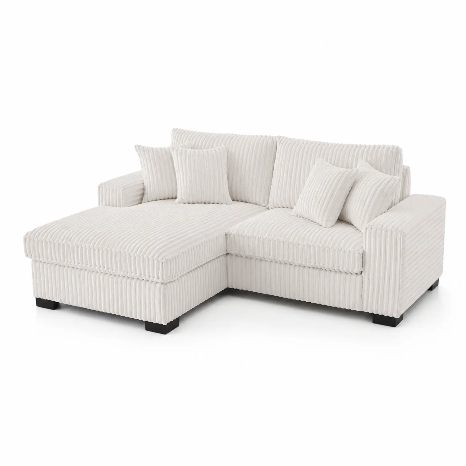 Sofá en L de Pana con Chaise Longue 270 cm Beige