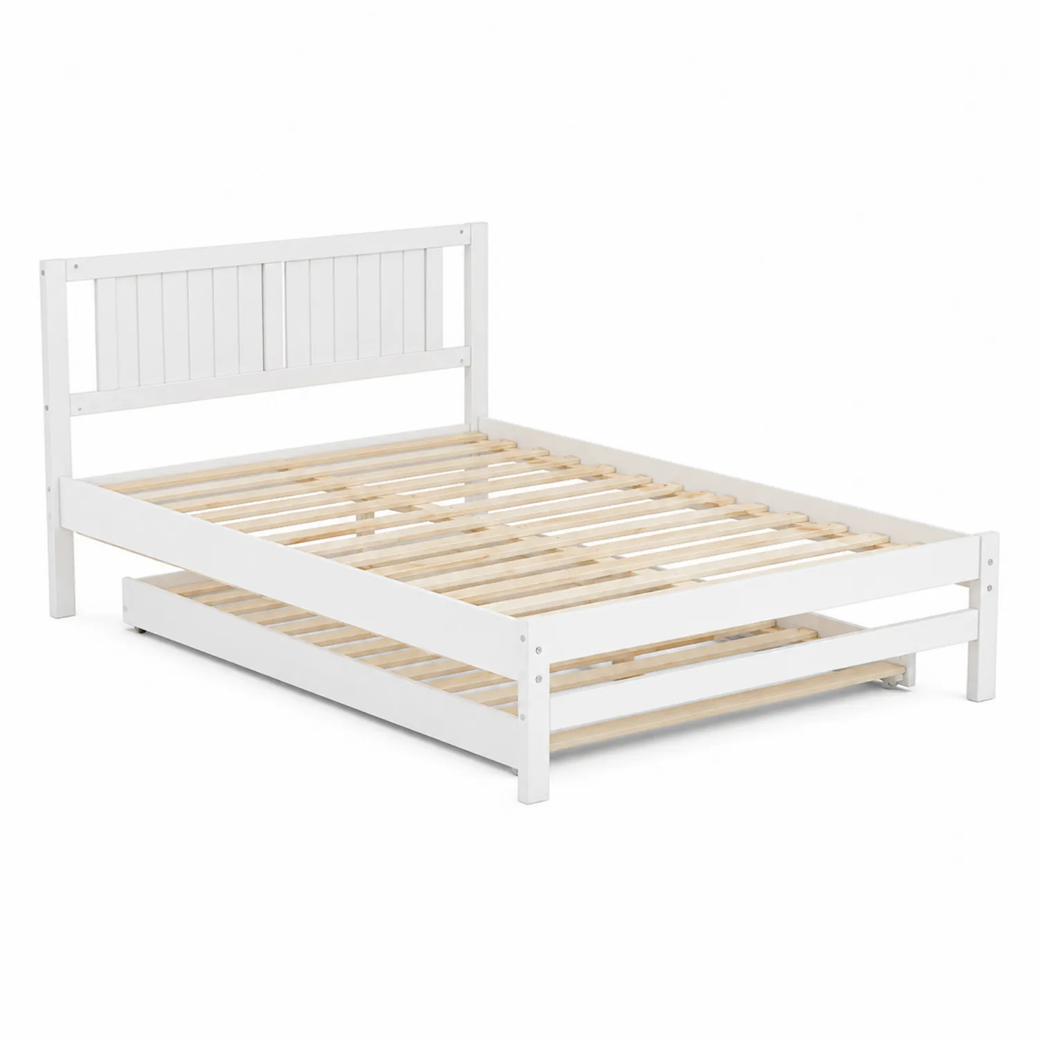 Cama de madera maciza blanca con almacenamiento 200x160 cm