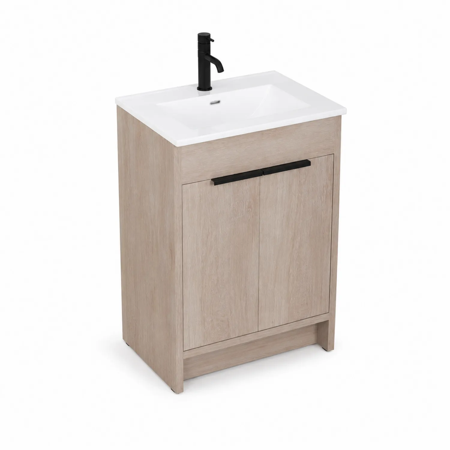 Mueble de Lavabo de Madera con Fregadero de Porcelana 60x45x85 cm
