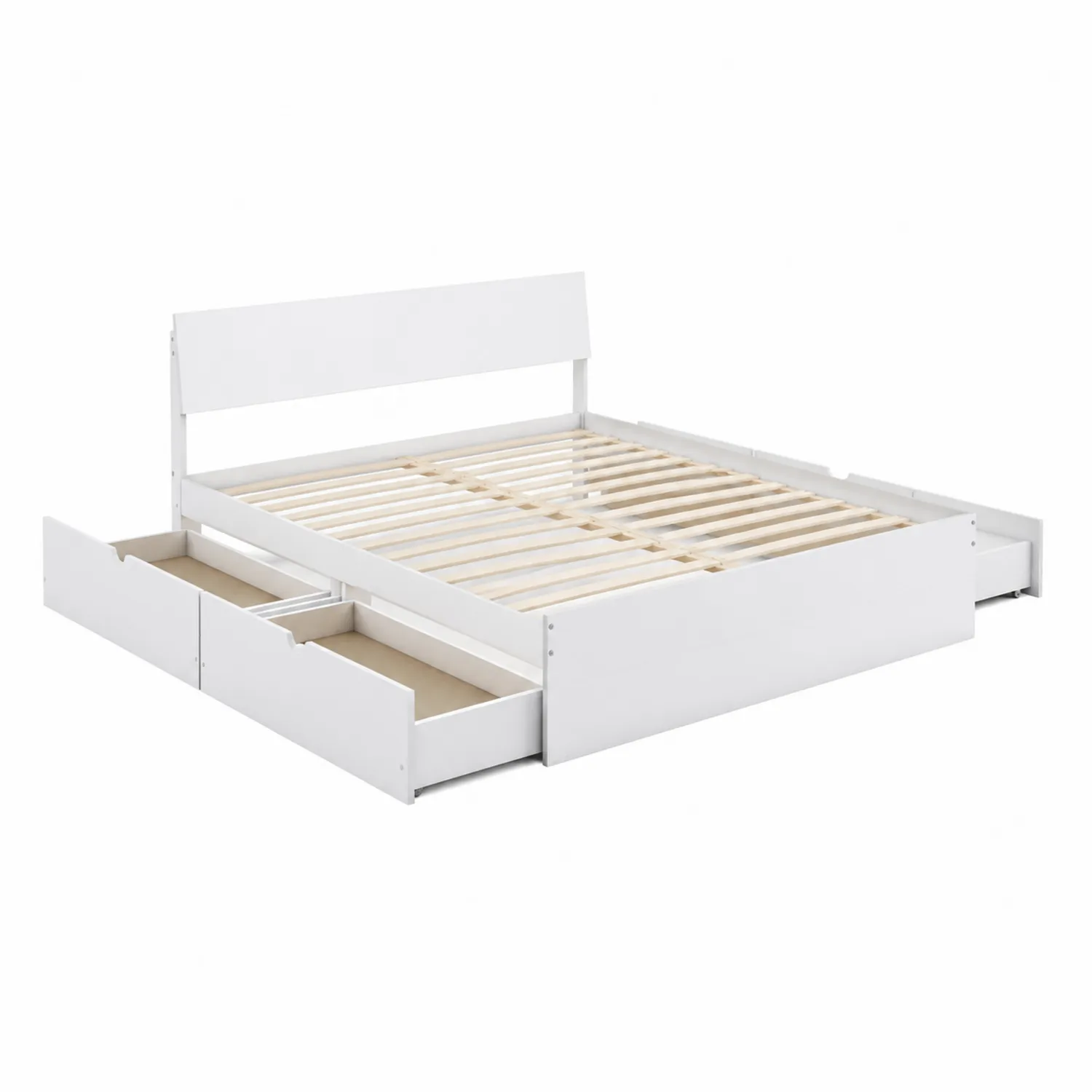 Cama de Madera MDF con Almacenamiento Blanco 200x160 cm