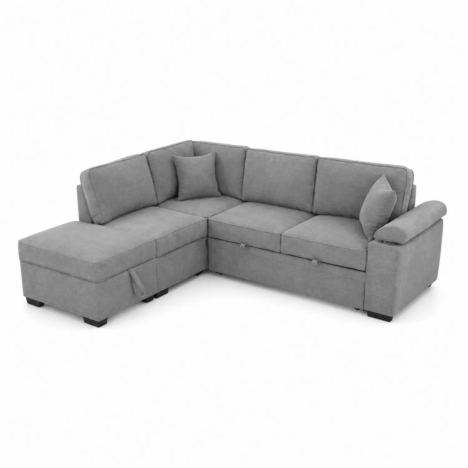 Sofá modular en L de tela gris