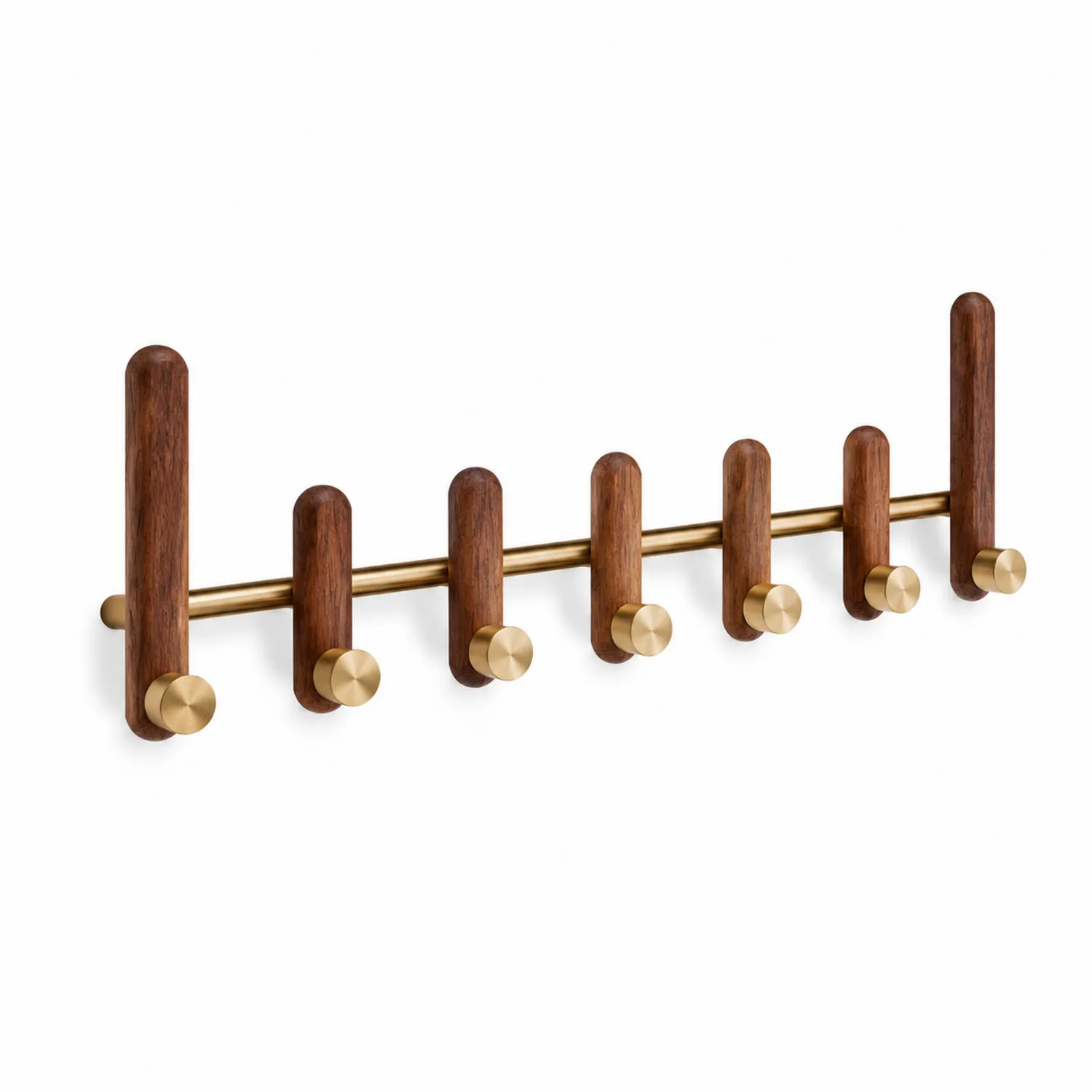 Perchero de pared de madera y metal con 6 ganchos