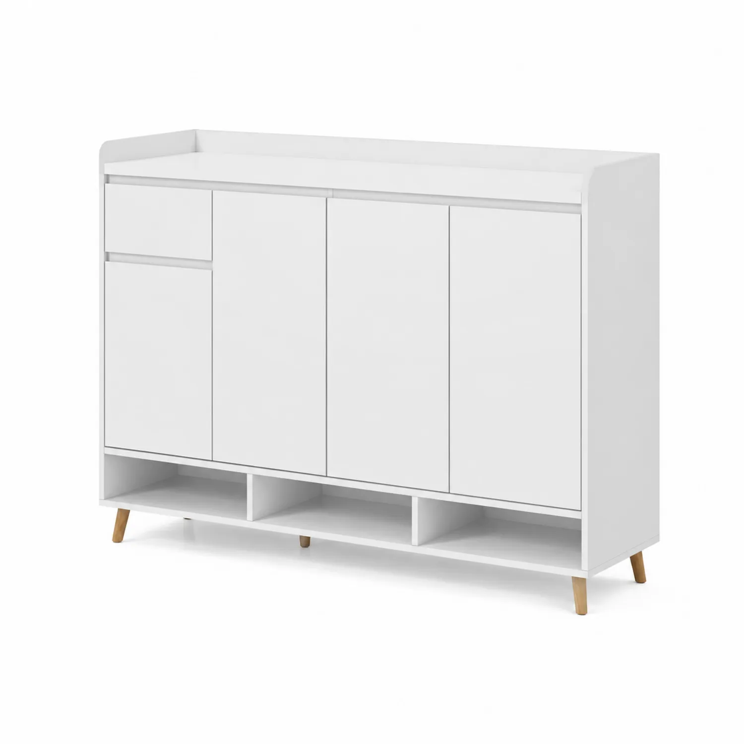 Armario para Zapatos de MDF Blanco con 4 Puertas y 1 Cajón
