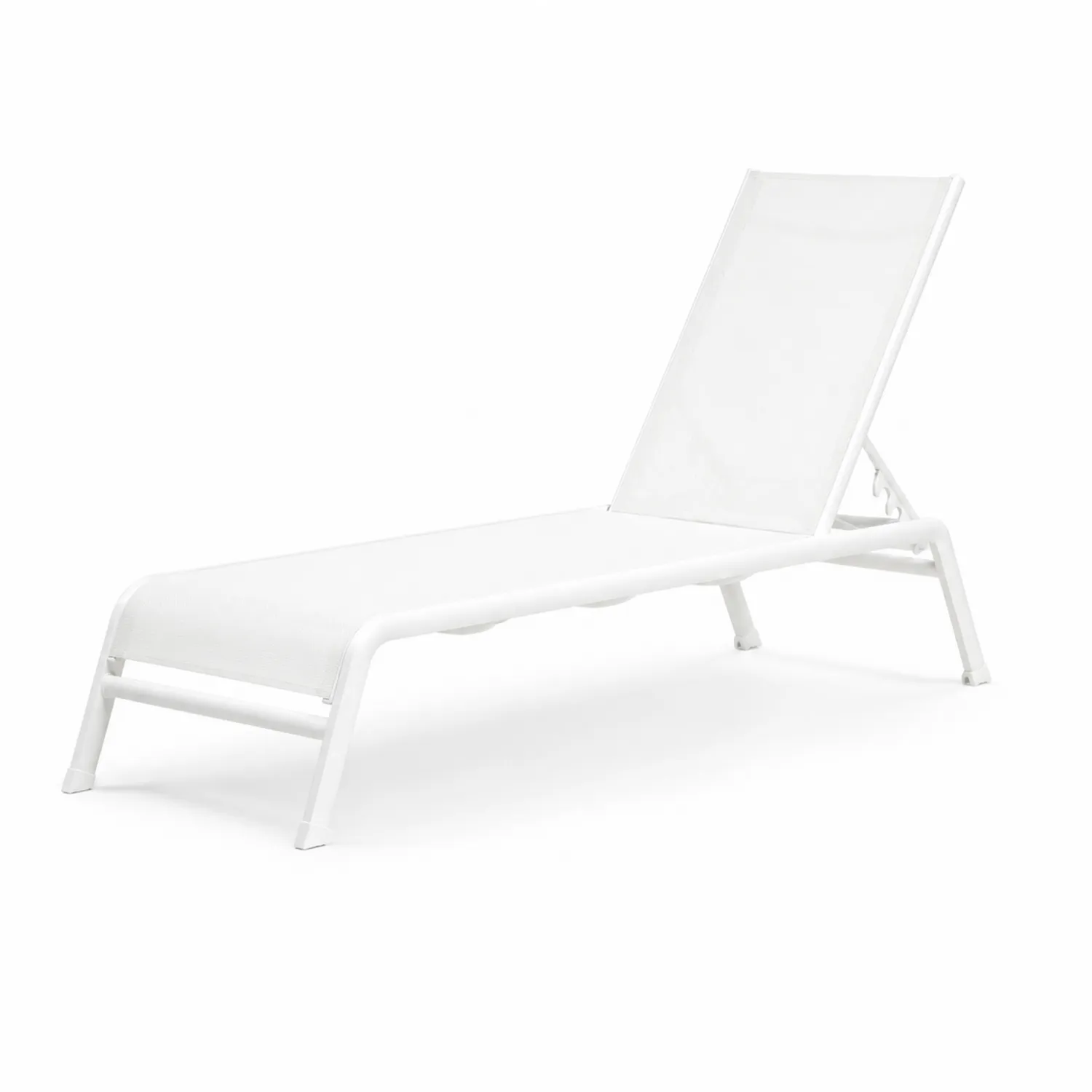 Tumbona de aluminio blanca con tela textil