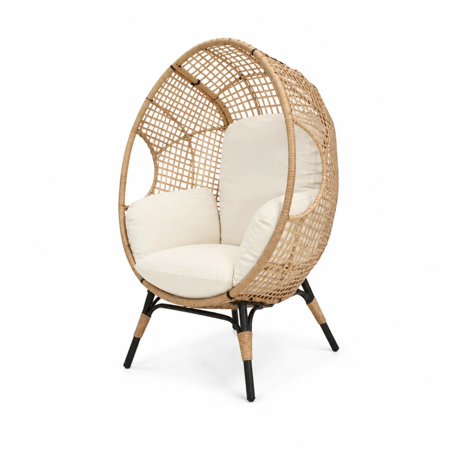 Sillón de Rattan y Aluminio con Cojines de Poliéster Beige