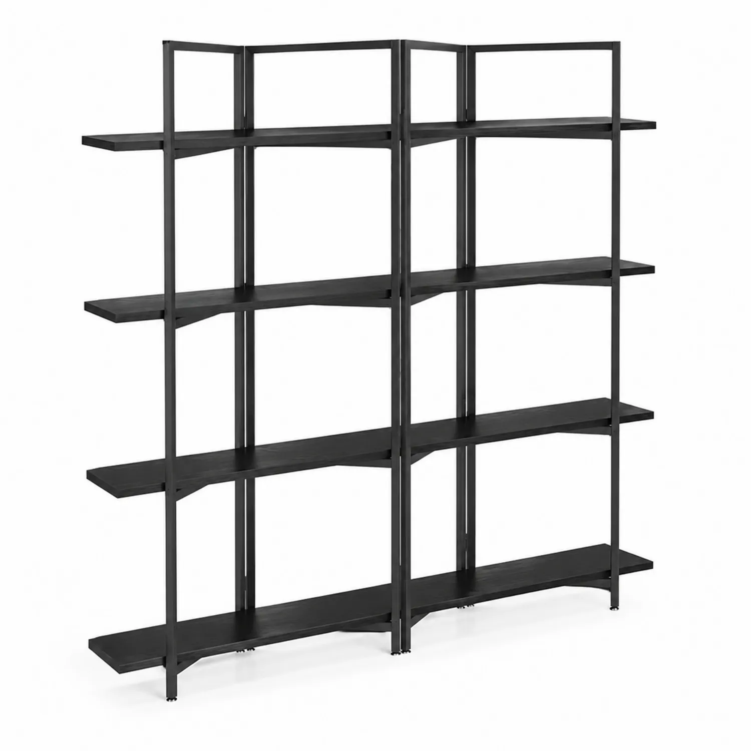 Estantería de Metal con Estantes de Madera Negra