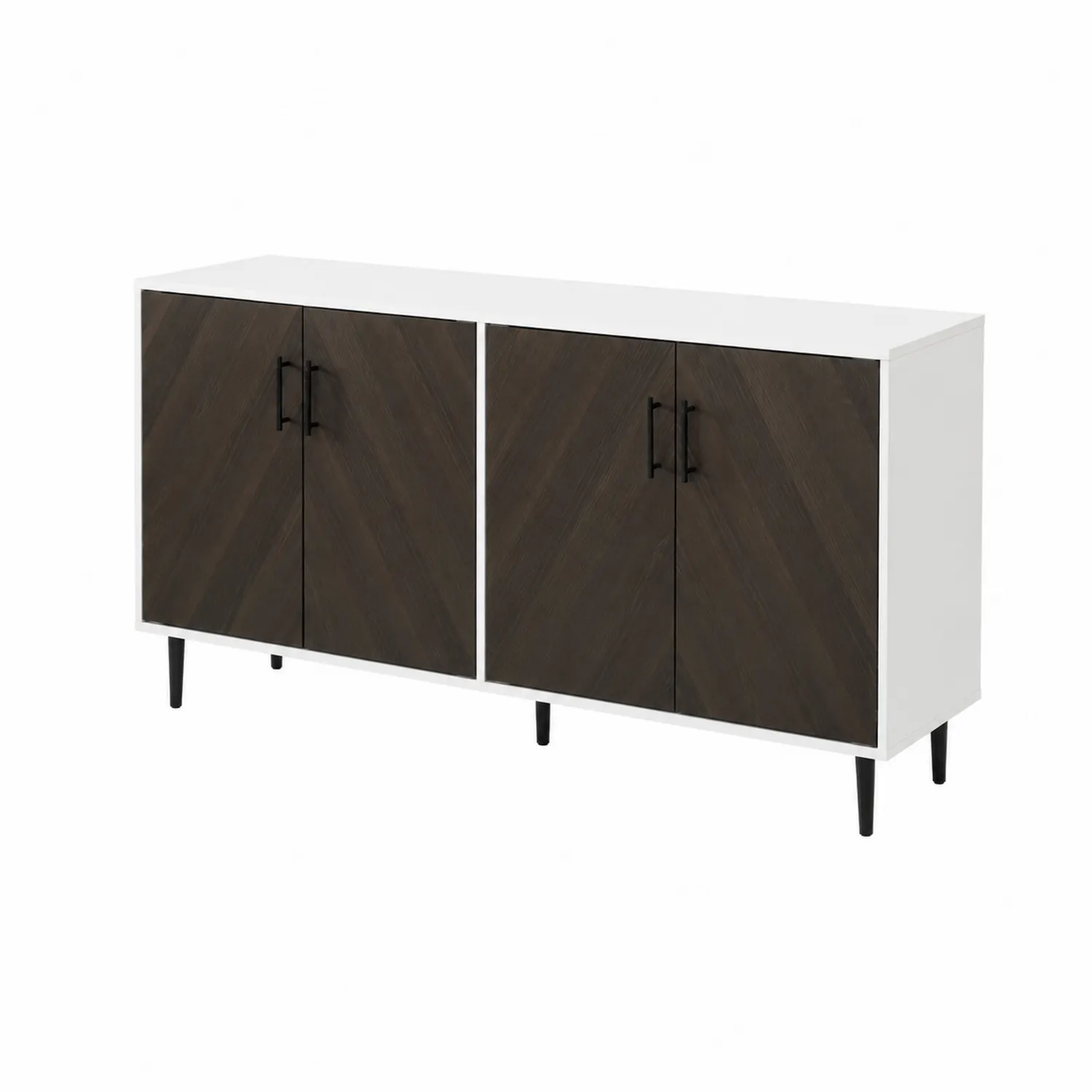 Aparador de Madera y Metal con Cuatro Puertas 150x40x80 cm Blanco/Marrón