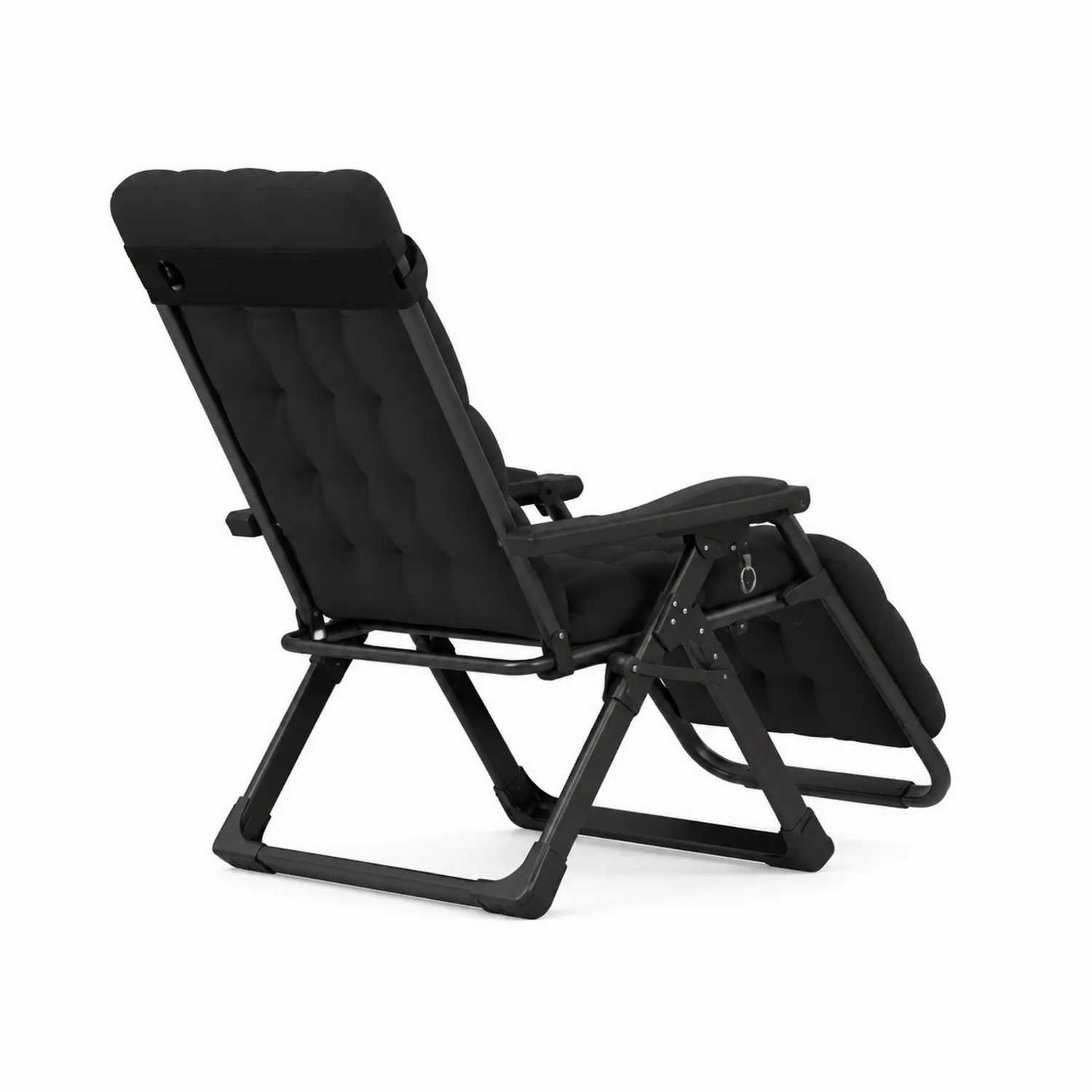 Tumbona Reclinable de Acero y Tela Negro Plegable