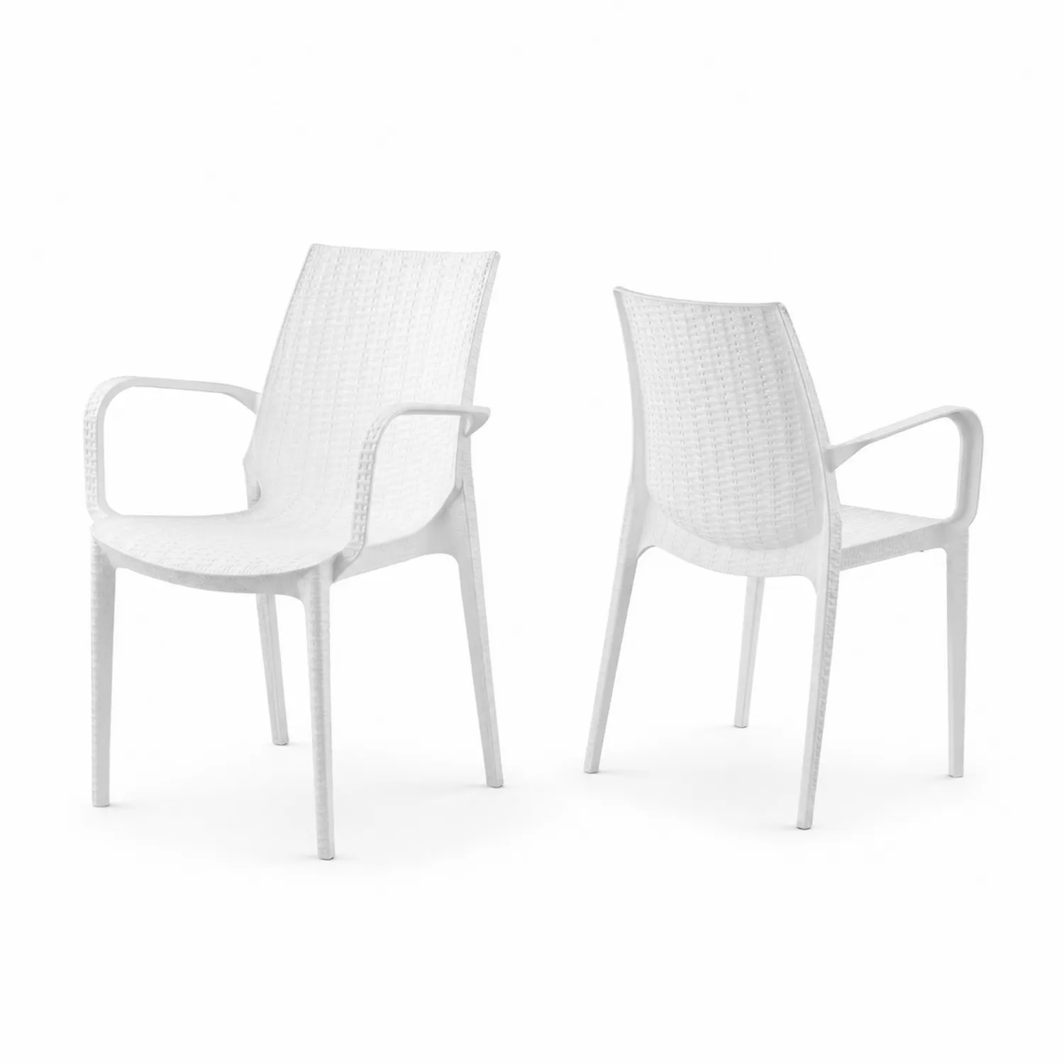 Sillas de jardín de polipropileno blanco apilables 56x60x92 cm