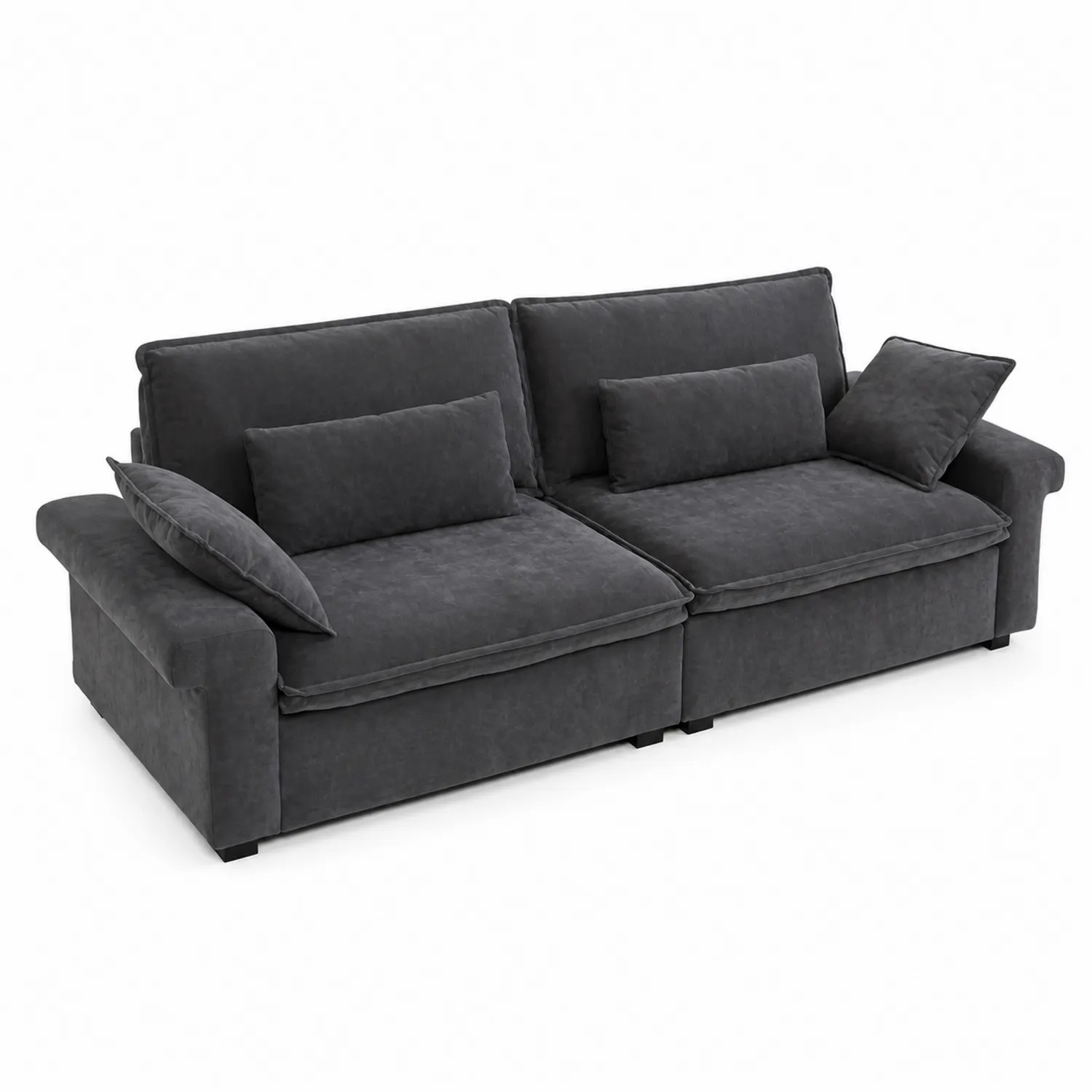 Sofá seccional de tela gris oscuro