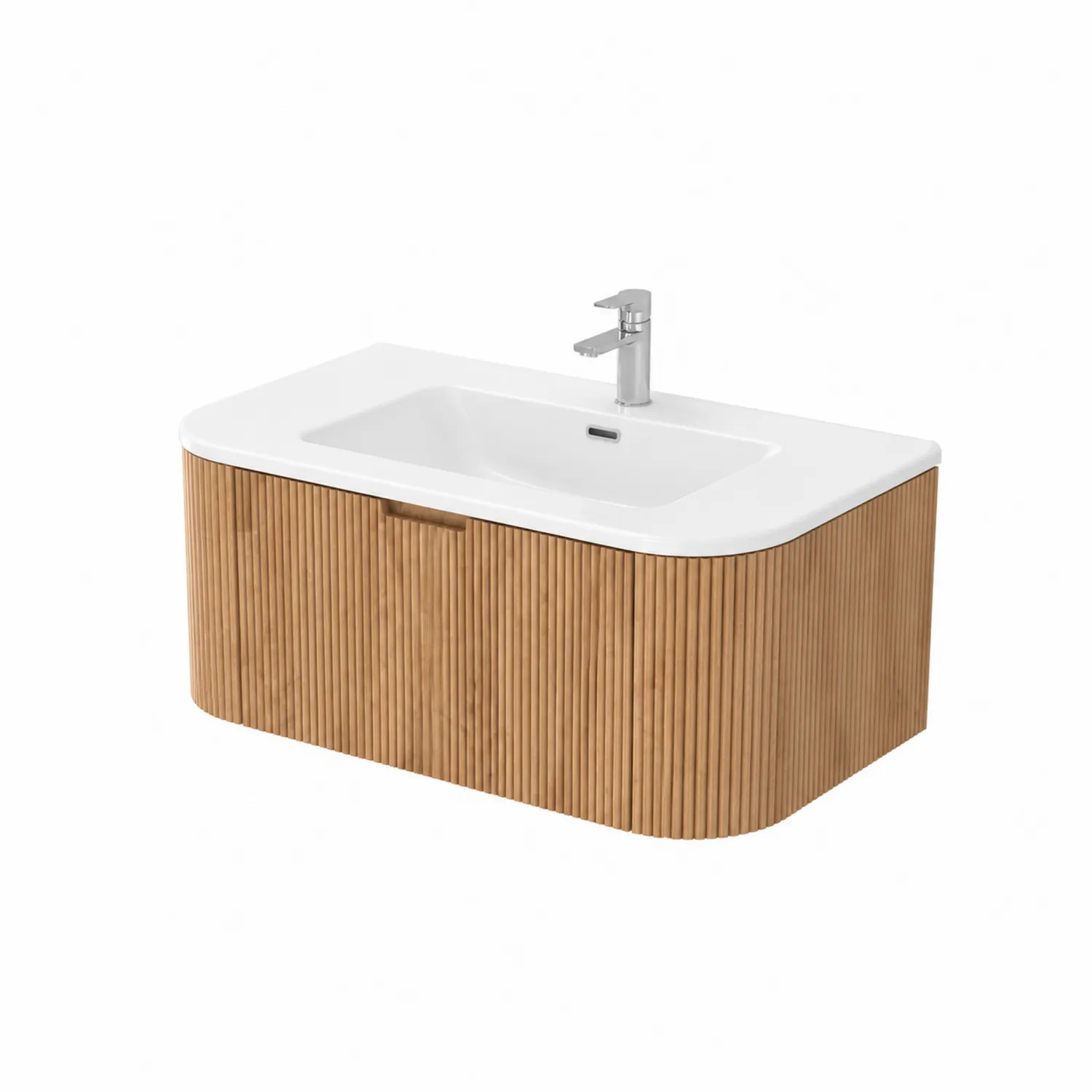 Mueble de lavabo MDF Blanco y Madera Clara