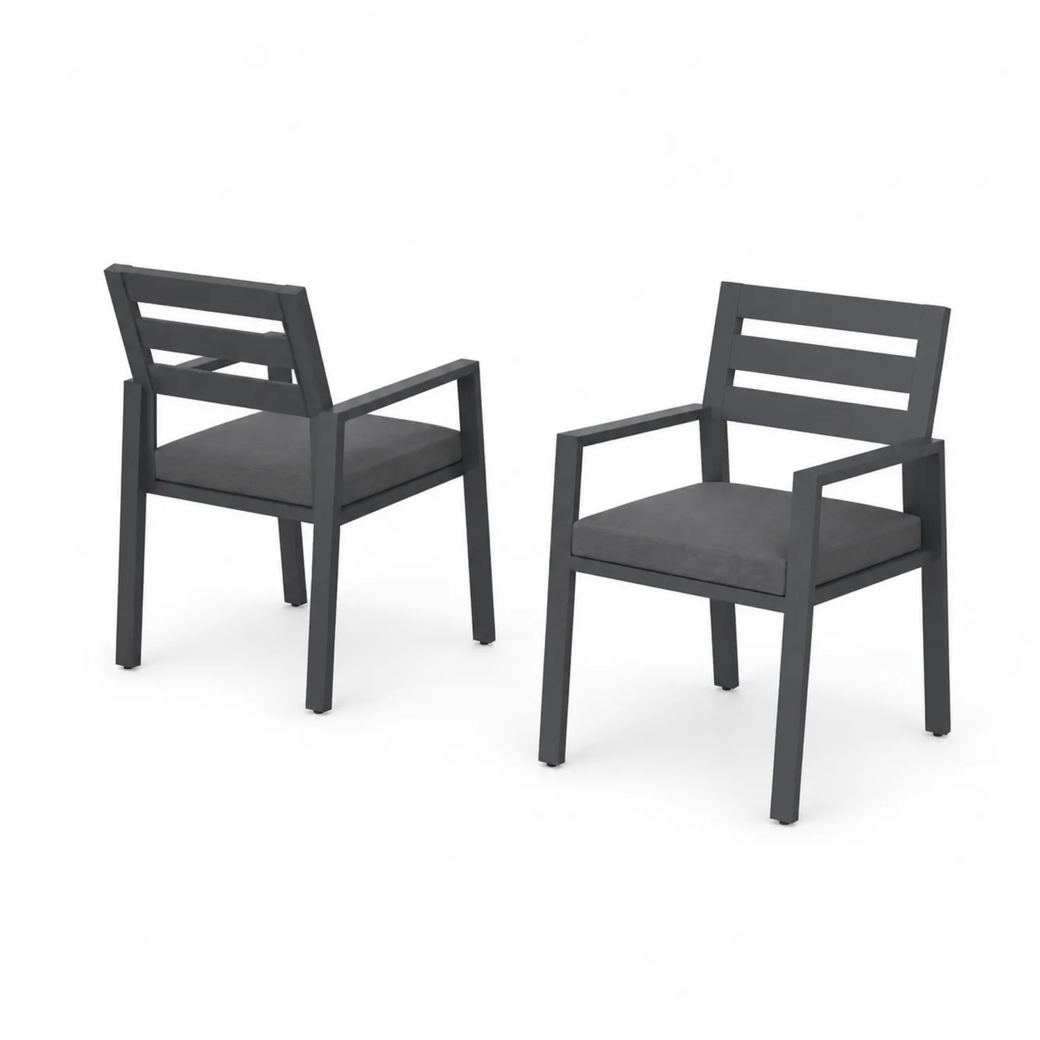 Conjunto de 2 sillas de aluminio con cojines grises