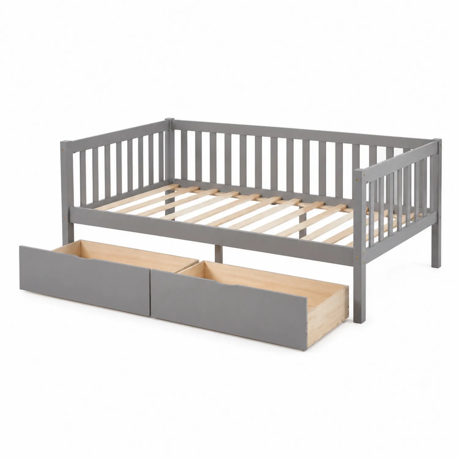 Cama de madera con cajones de almacenaje gris 200x90 cm