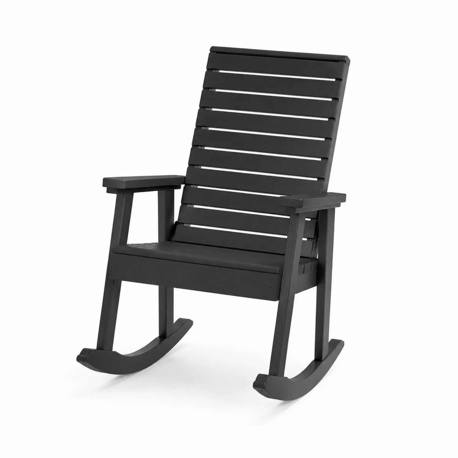 Silla mecedora de madera de acacia negra 66cm x 84cm x 115cm