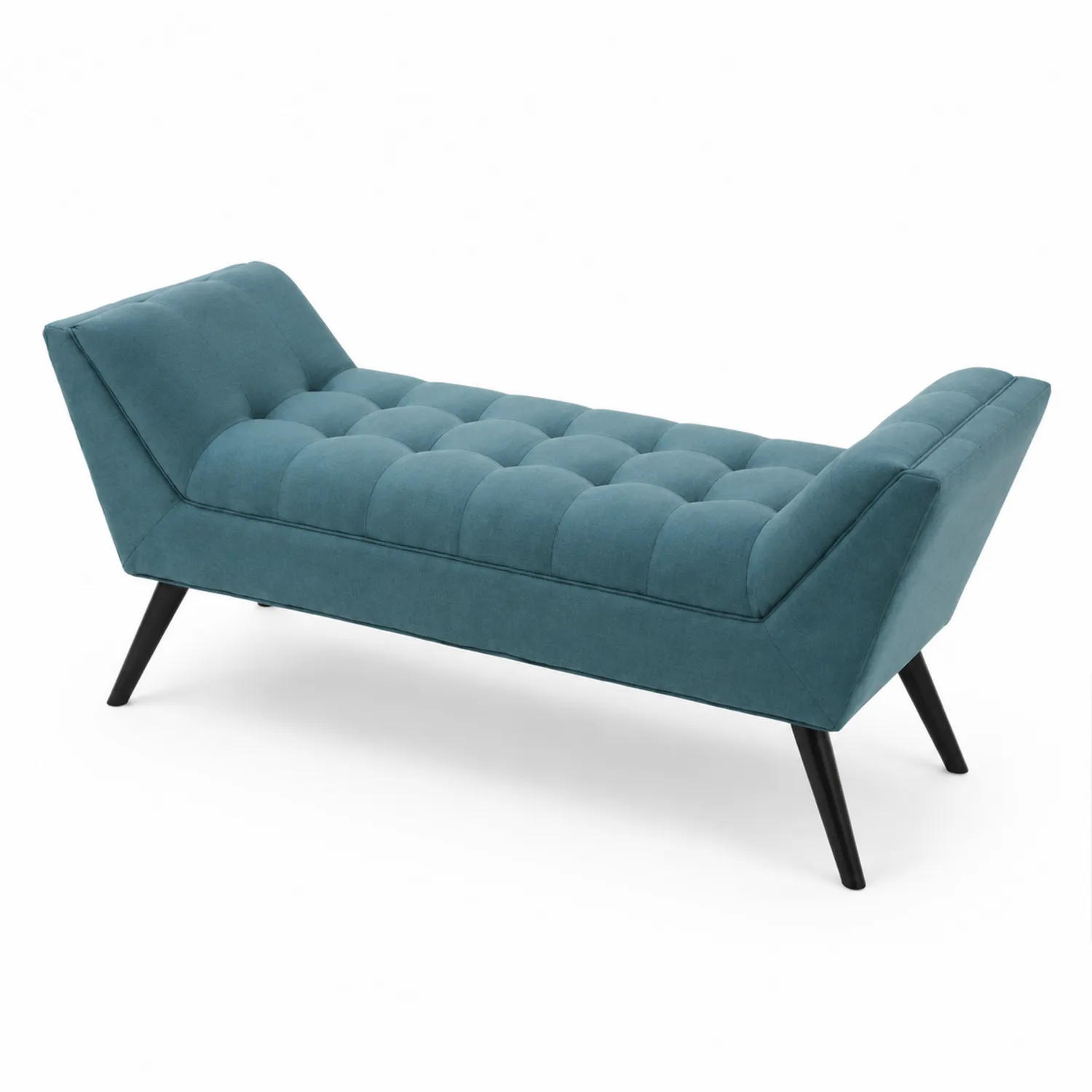 Banco de Tela con Patas de Madera 140x45x55 cm Azul