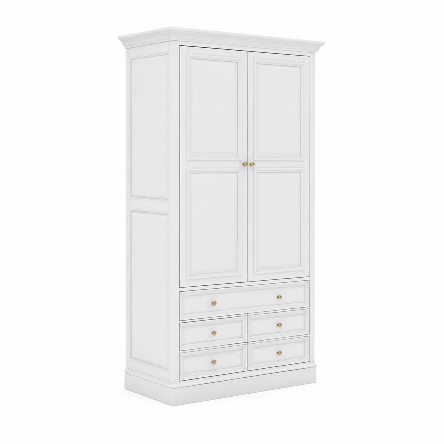 Armario de MDF Blanco de 2 Puertas y 5 Cajones