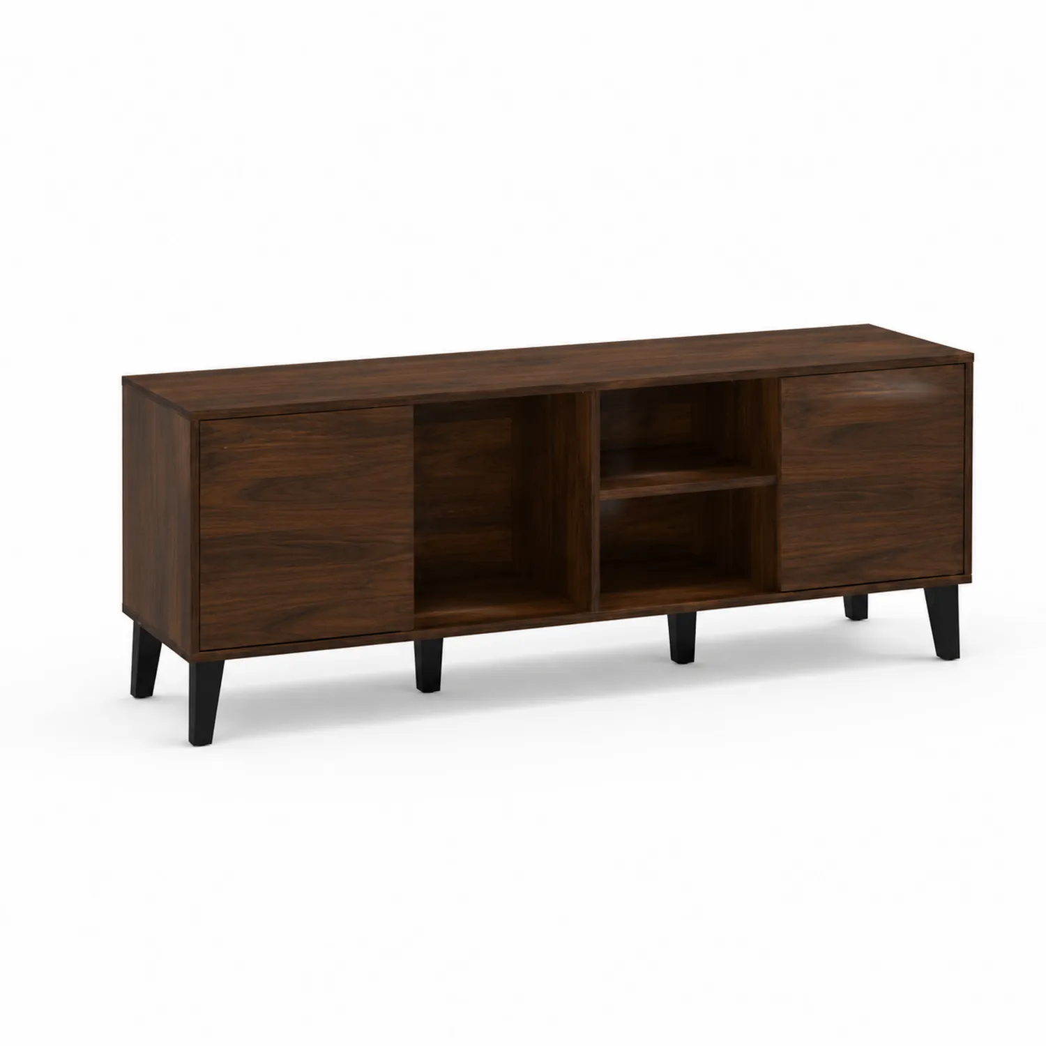 Mueble de Madera de Nogal para TV con Estantes y Puertas