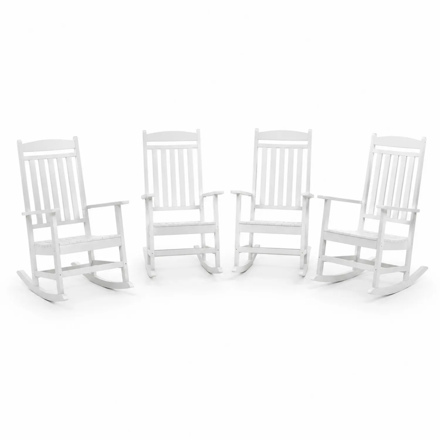 Juego de 4 Sillas Mecedoras de Madera para Exterior