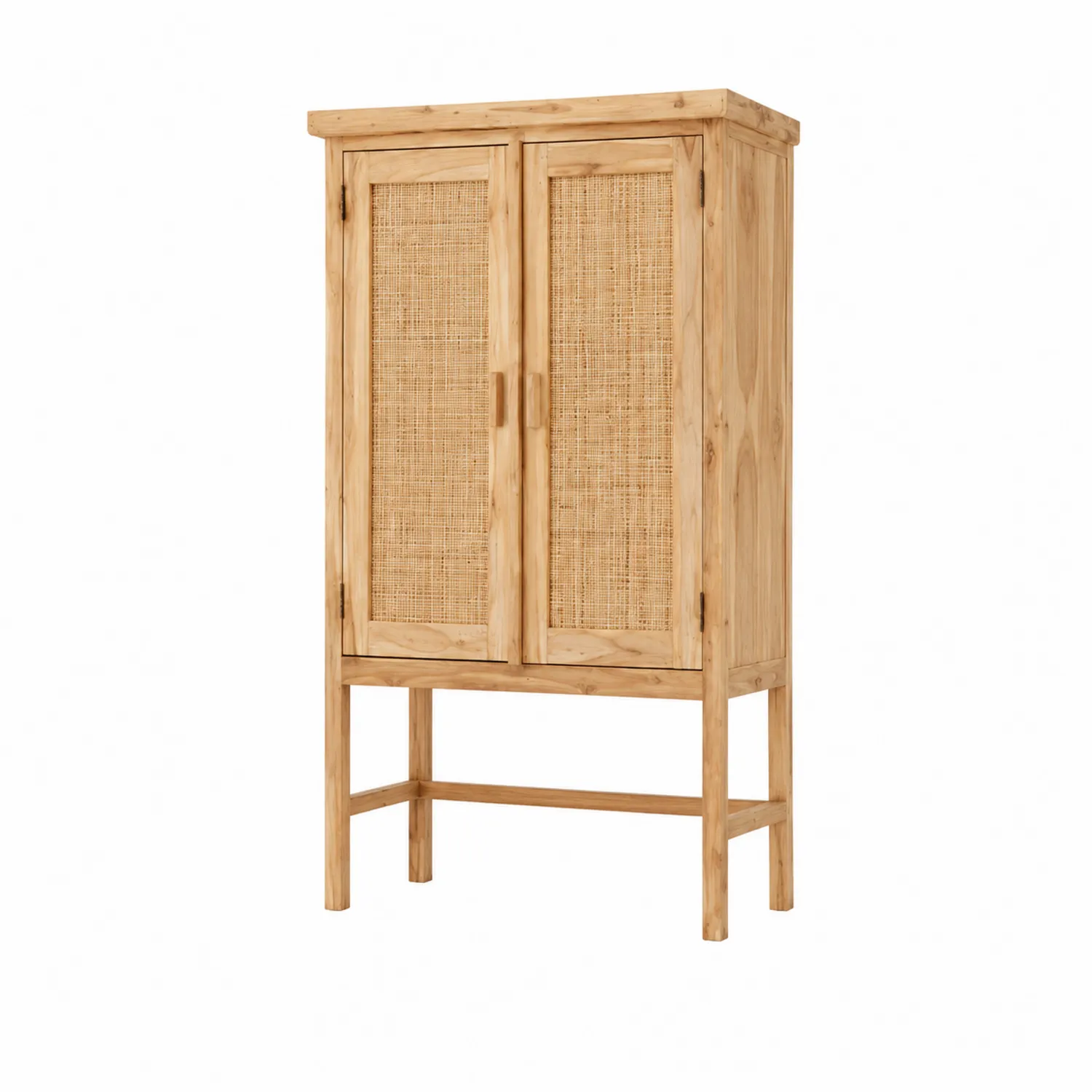 Armario de Madera de Abeto y Ratán 160x80x40 cm