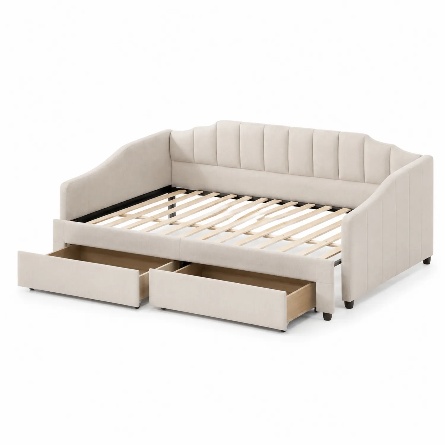 Sofá Cama de Día con Almacenamiento Tapizado Beige