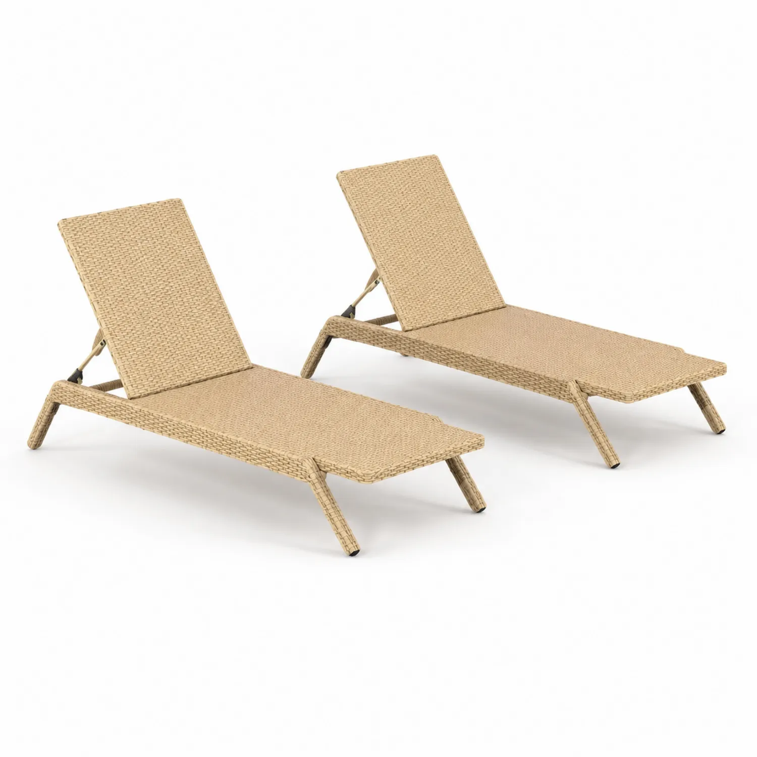 Conjunto de 2 tumbonas de ratán sintético beige
