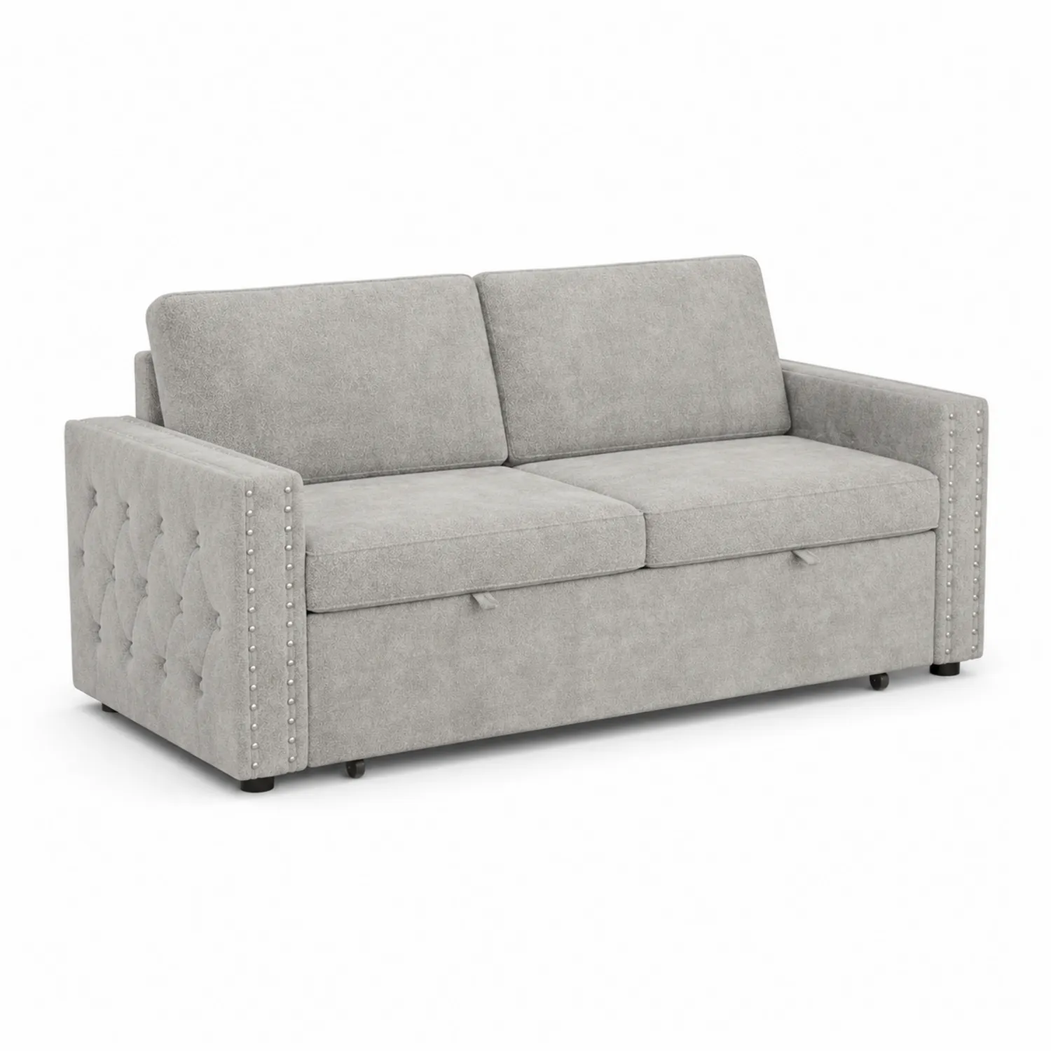 Sofá modular de tela gris claro con almacenamiento 200x85x90 cm