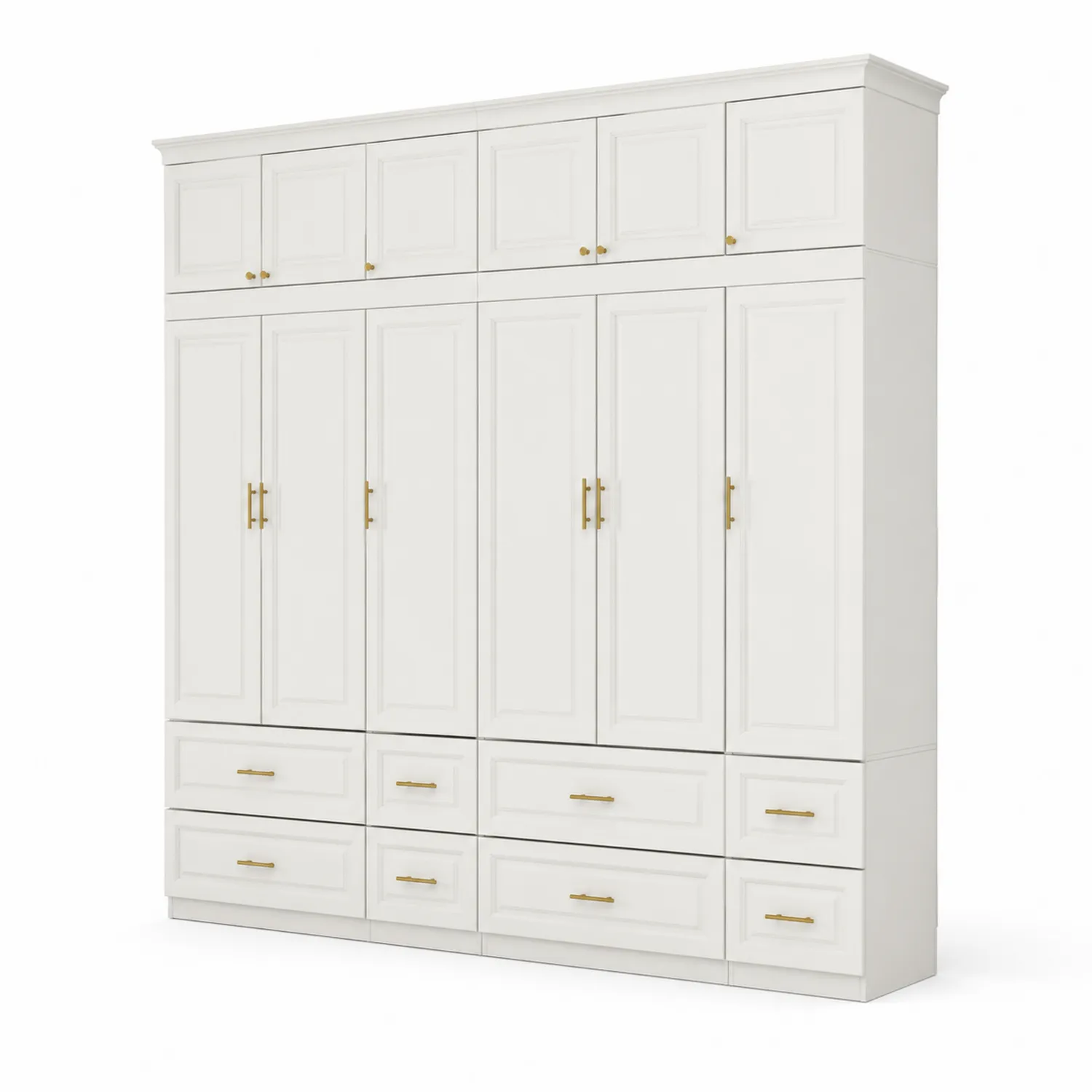 Armario de Madera con Puertas Abatibles y Cajones Blanco