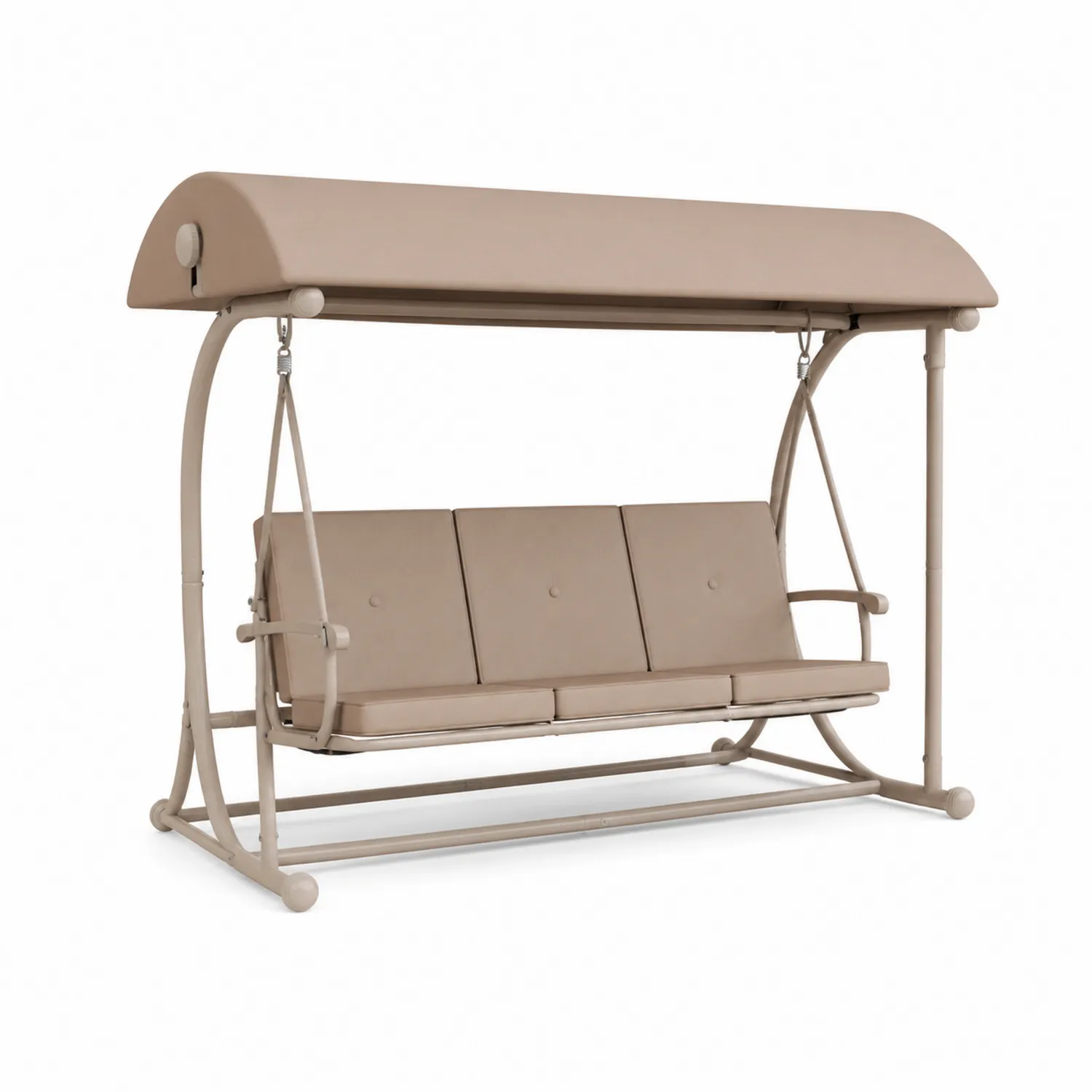 Columpio de jardín de acero con cojines y toldo ajustable Beige