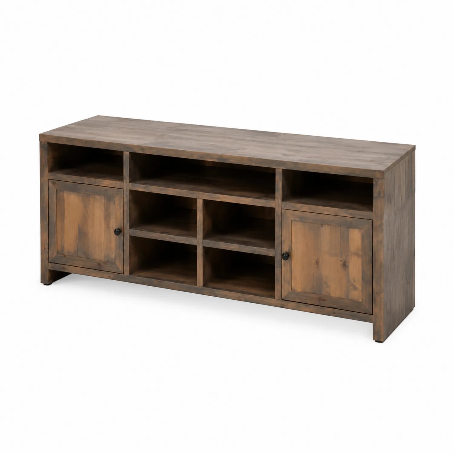 Mueble para TV de madera de pino con estantes y puertas 150x40x50 cm Marrón