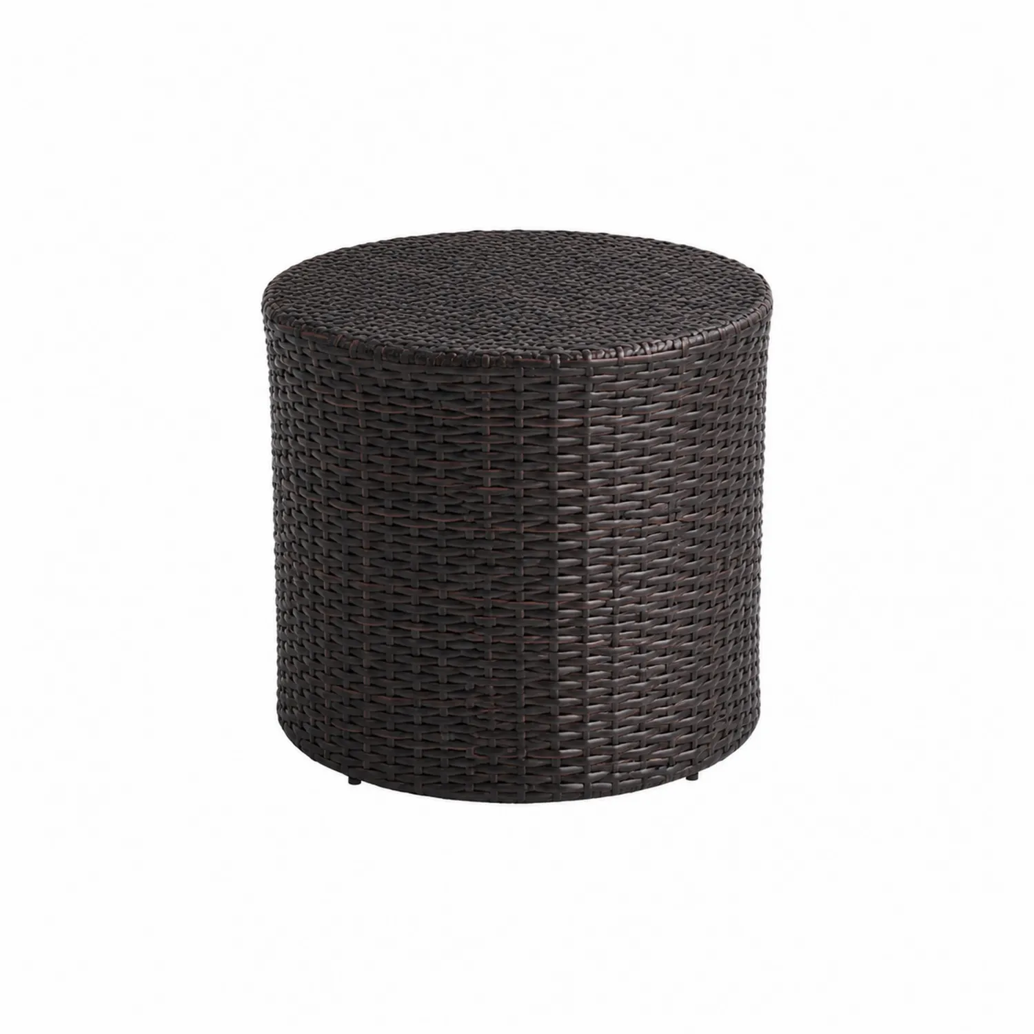 Mesa auxiliar redonda de ratán sintético y metal marrón oscuro 40cm x 45cm
