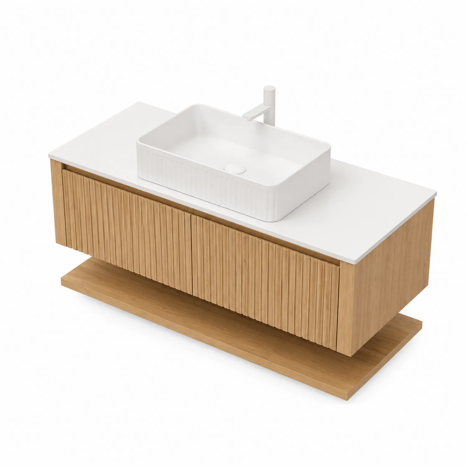 Mueble de lavabo de bambú y cerámica 120x45x85 cm Marrón/Blanco