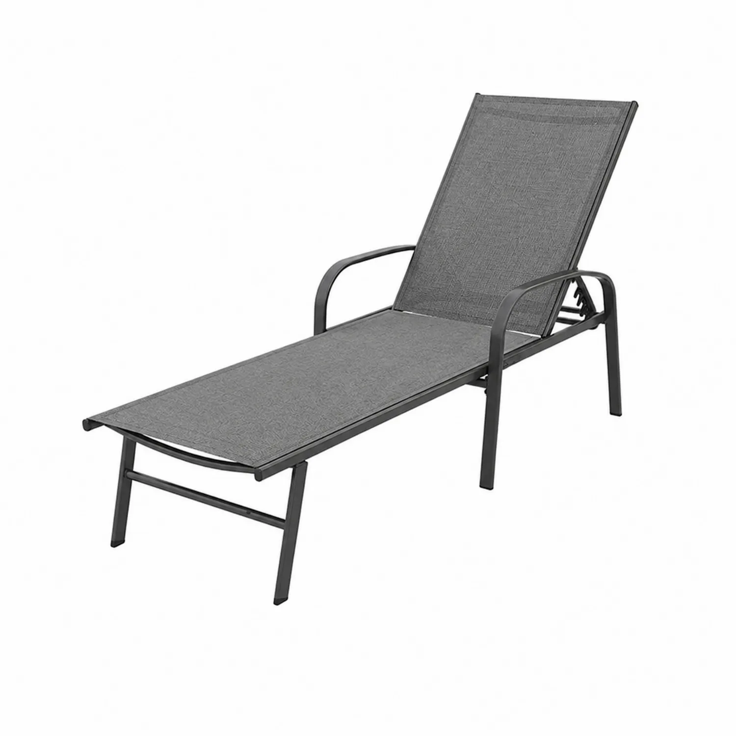 Tumbona de metal y textileno gris 200x65x35 cm