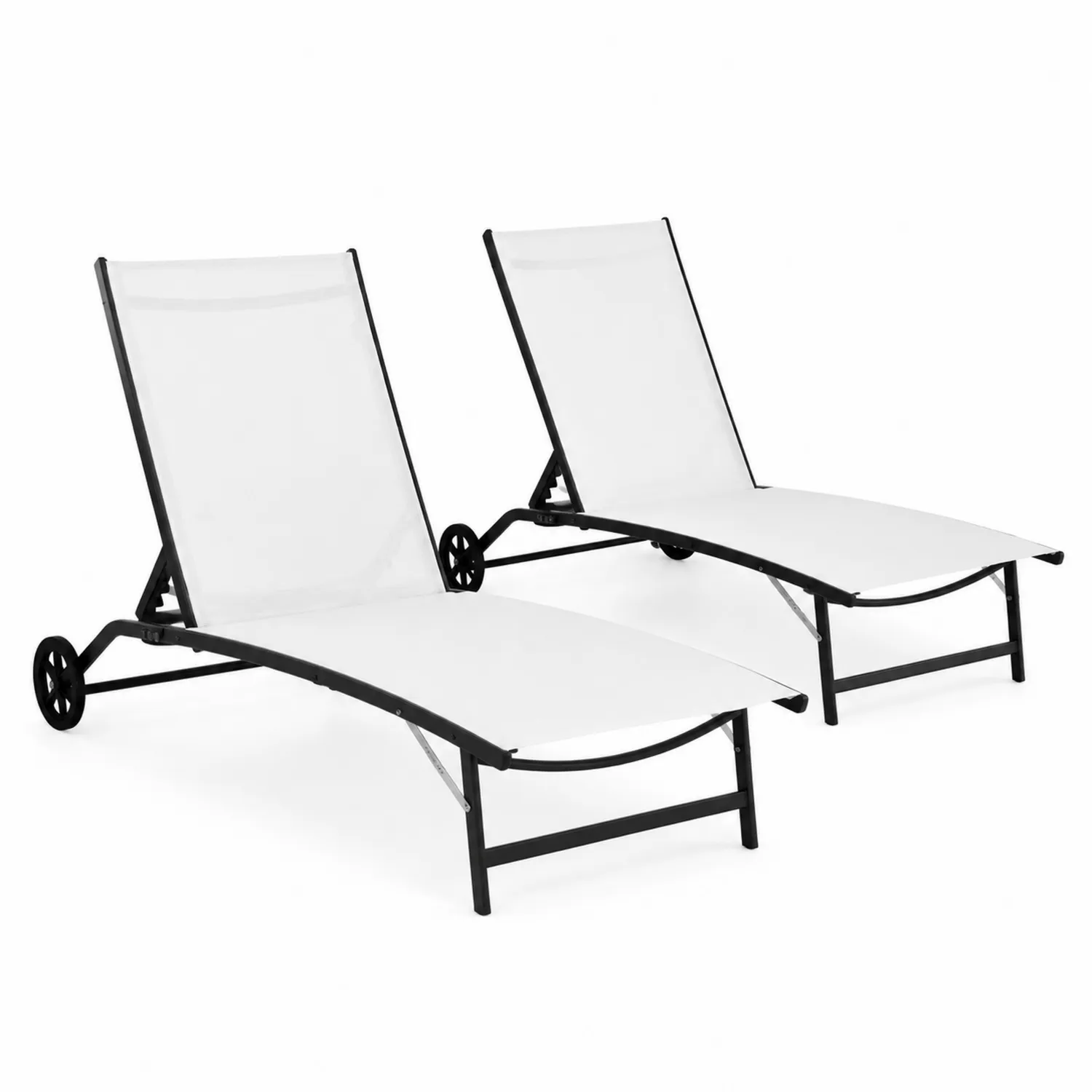 Conjunto de 2 tumbonas de aluminio y textilene blanco