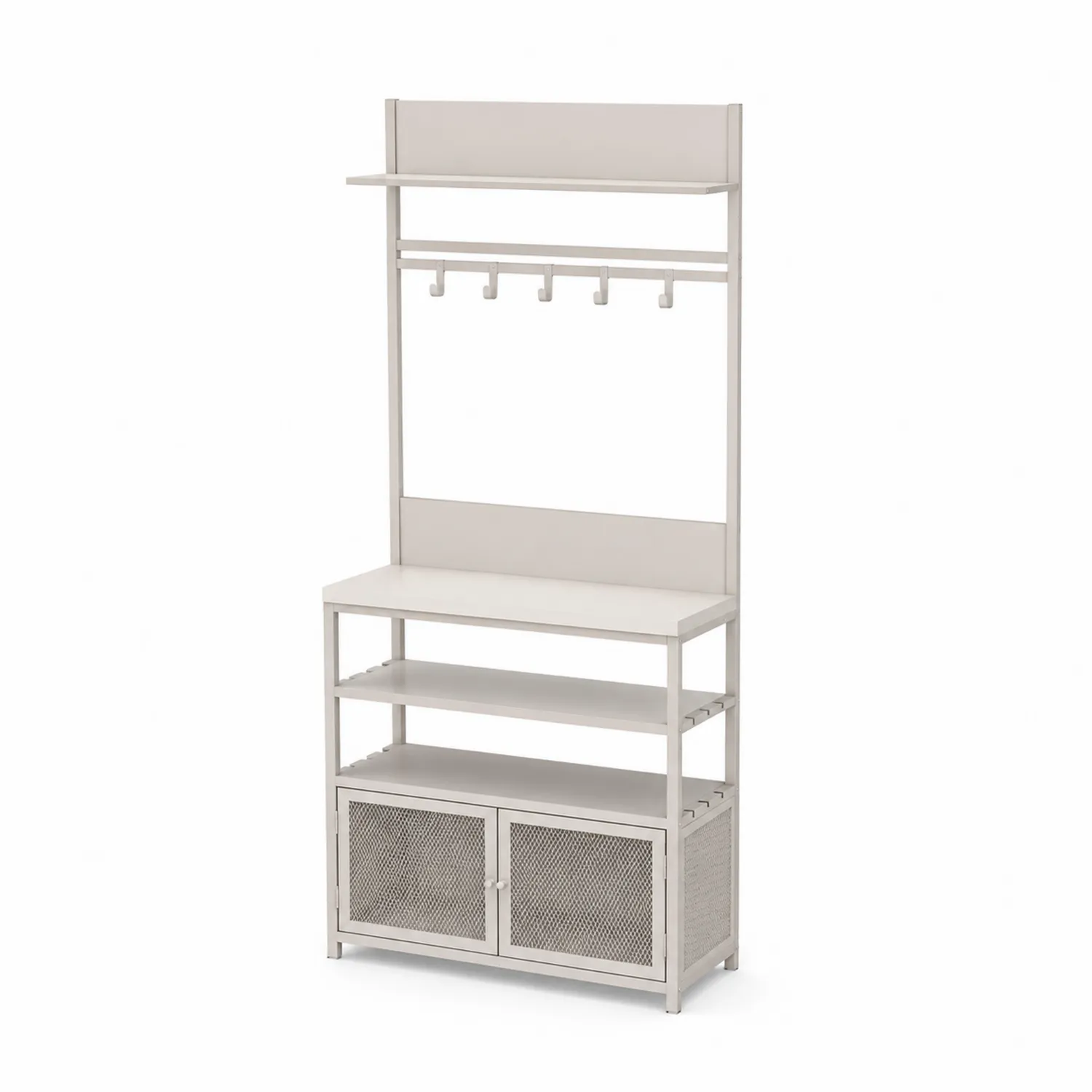 Perchero de Metal Blanco con Estantería 180x90x40 cm