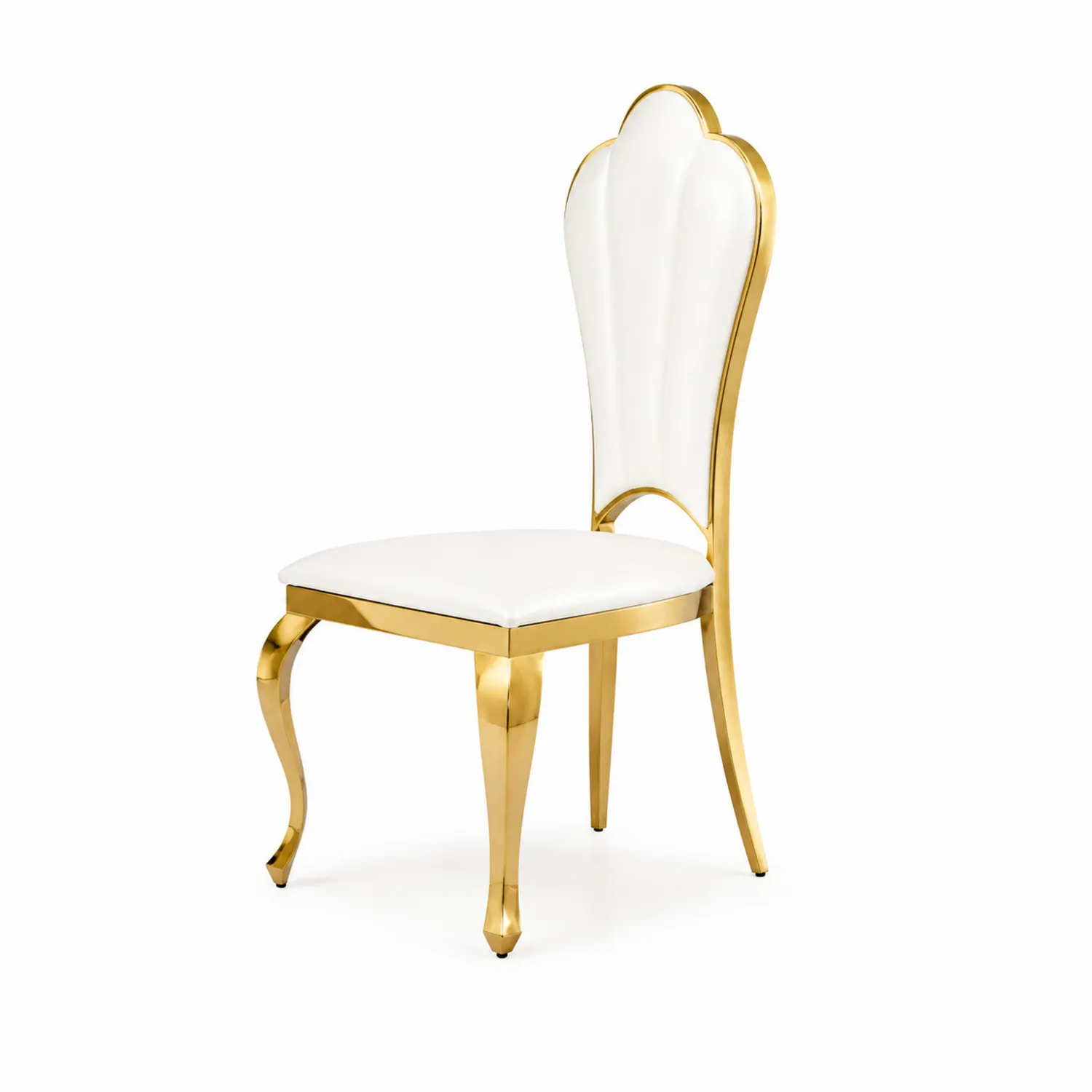 Silla de Comedor con Marco de Acero Inoxidable y Tapizado de PU Blanco