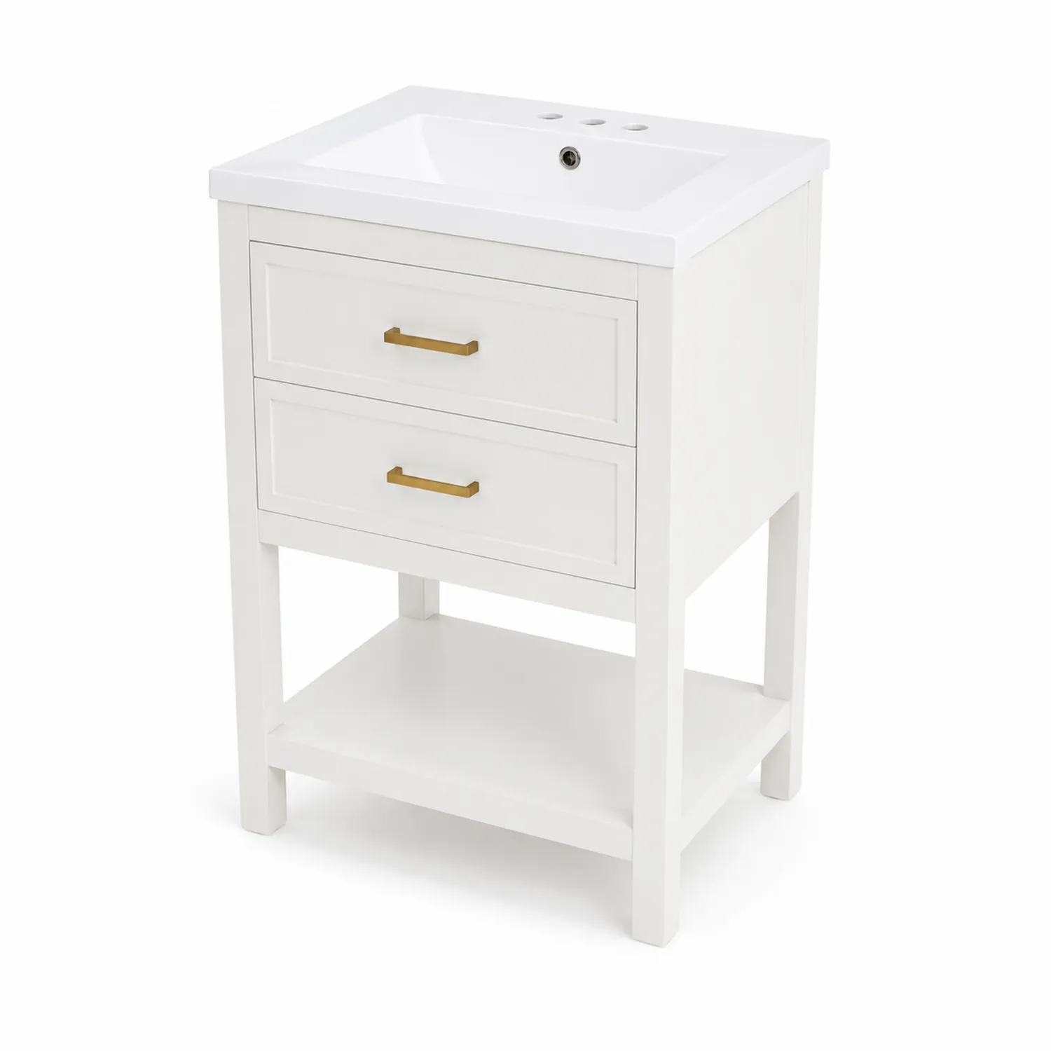 Mueble de baño de Madera con Lavabo de Porcelana Blanca 60x45x85 cm