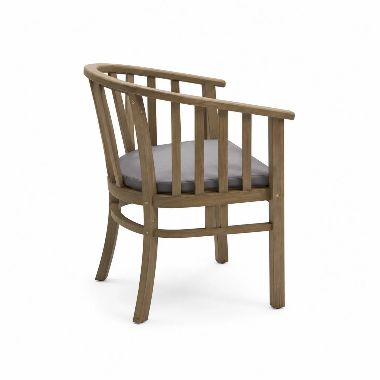 Sillón de exterior de madera de acacia con cojín de poliéster gris